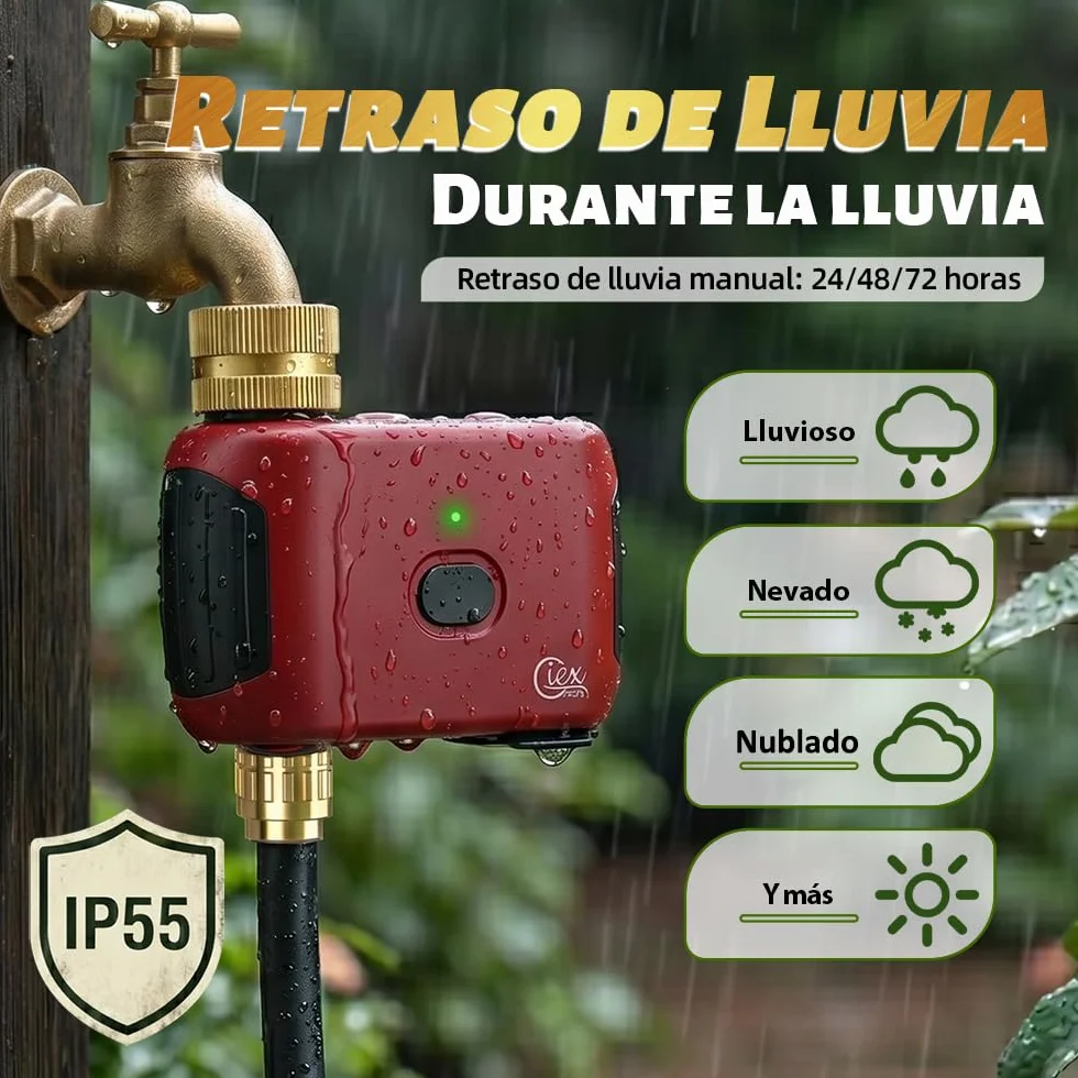 GIEX Temporizador de riego WiFi Programador inteligente para grifo de jardín Alexa Google Assistant
