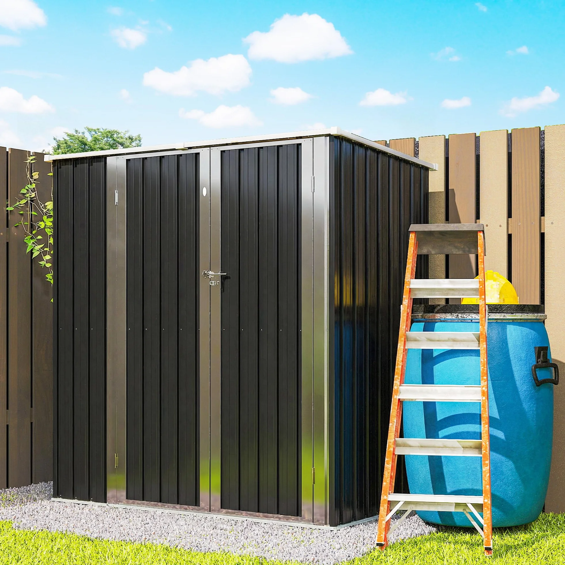 Outsunny Caseta de Jardín Exterior 1,37 m² 163x89x163 cm Cobertizo Metálico con Techo Inclinado Gris Oscuro