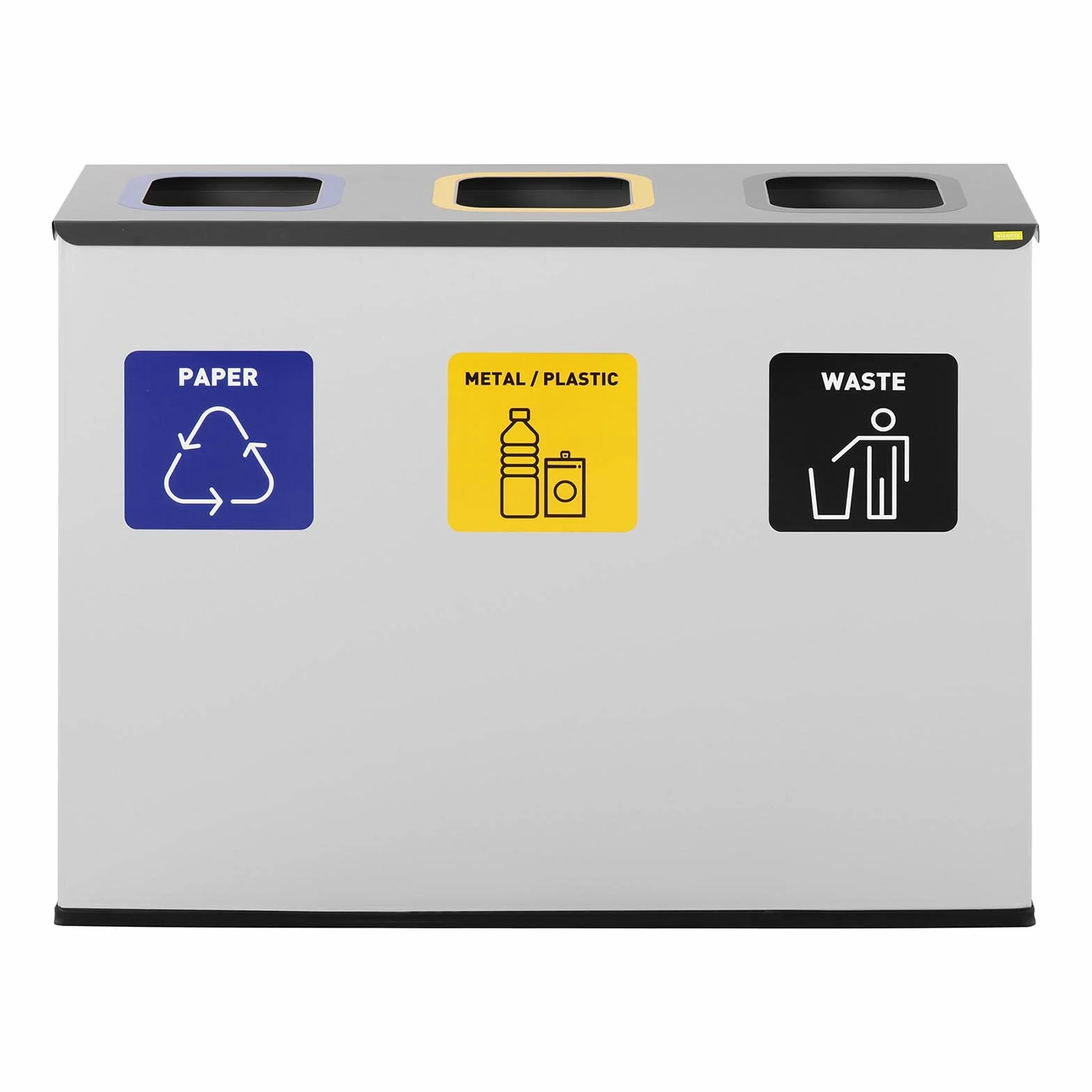 Cubo de basura con separación de residuos 3 compartimentos 60 l acero recubierto ULX-GB11V2