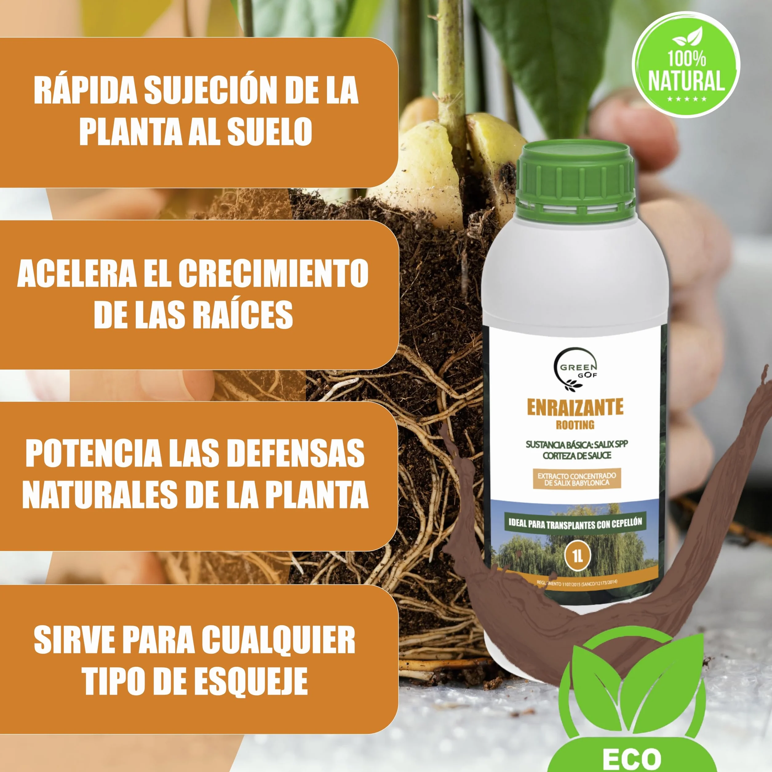 GREENGOF Enraizante Líquido 1L Orgánico con Hormonas Naturales