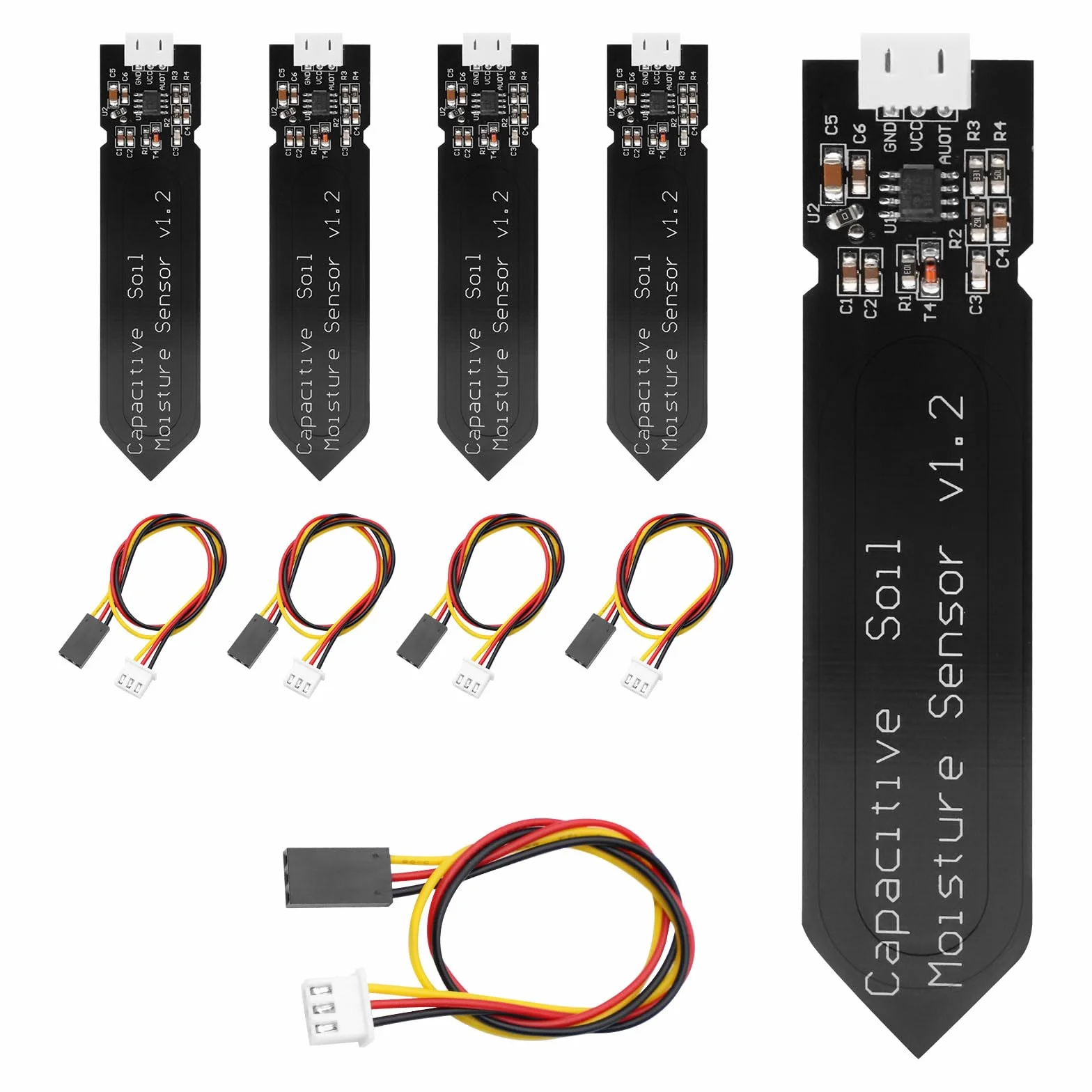 Sensores de humedad del suelo, higrómetro analógico capacitivo, sin corrosión para Arduino