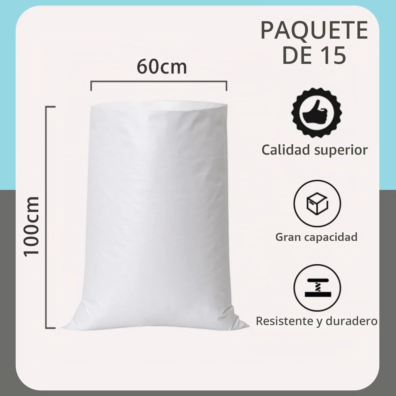 Sacos Escombros 60x100cm Rafia Blanco Bolsas Tejidas para Obras 15 Piezas