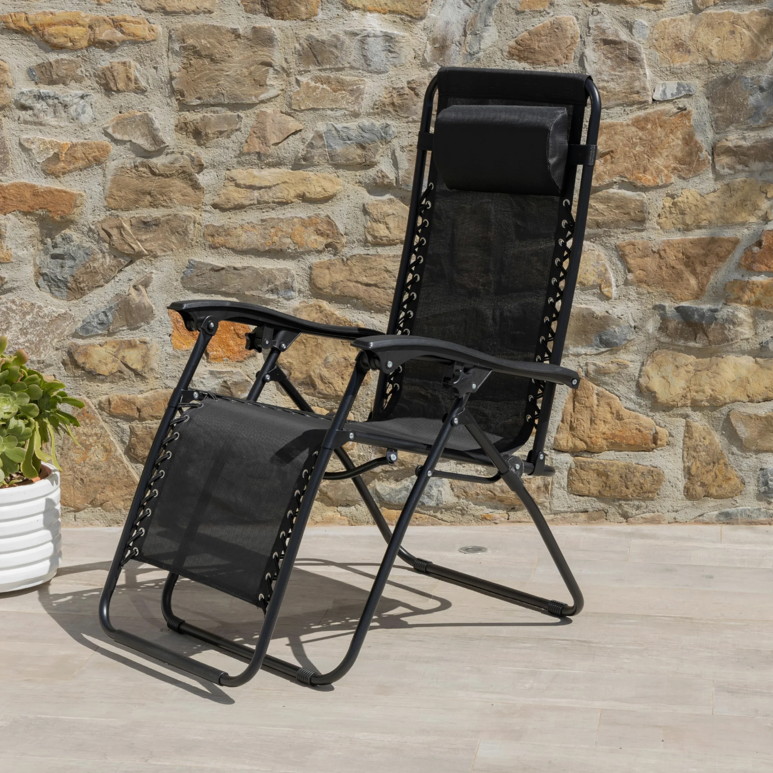 Baroni Home Tumbona Plegable y Reclinable para Jardín y Terraza, Silla Zero Gravity para Playa y Piscina, Tumbonas Relax Cómoda 165x65x113 cm, Gris Antracita