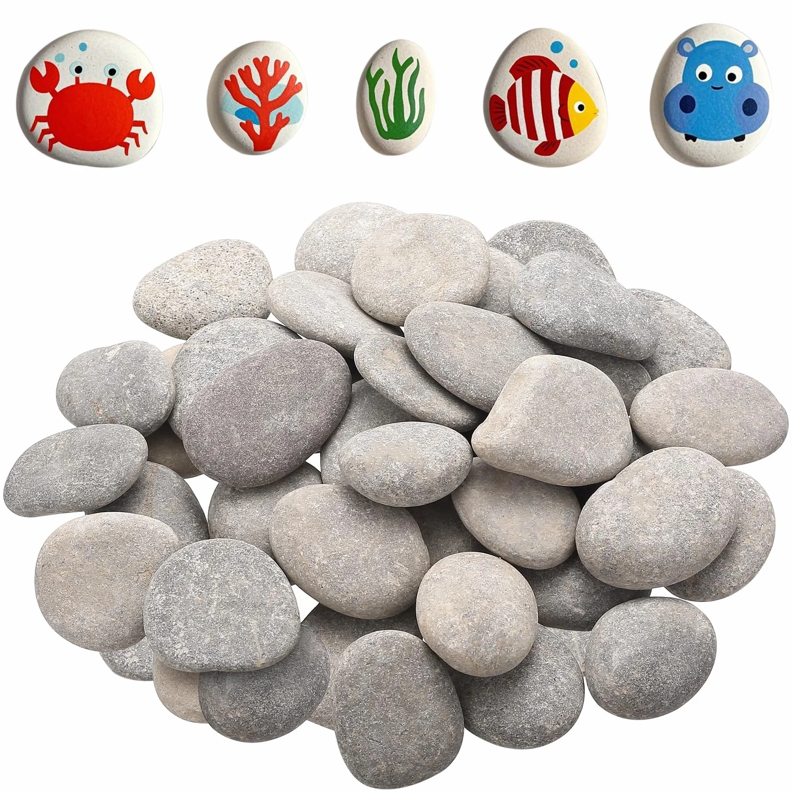 Piedras para Pintar 900g, Guijarros Planos 3-5 cm, Piedras Decorativas Naturales Lisas