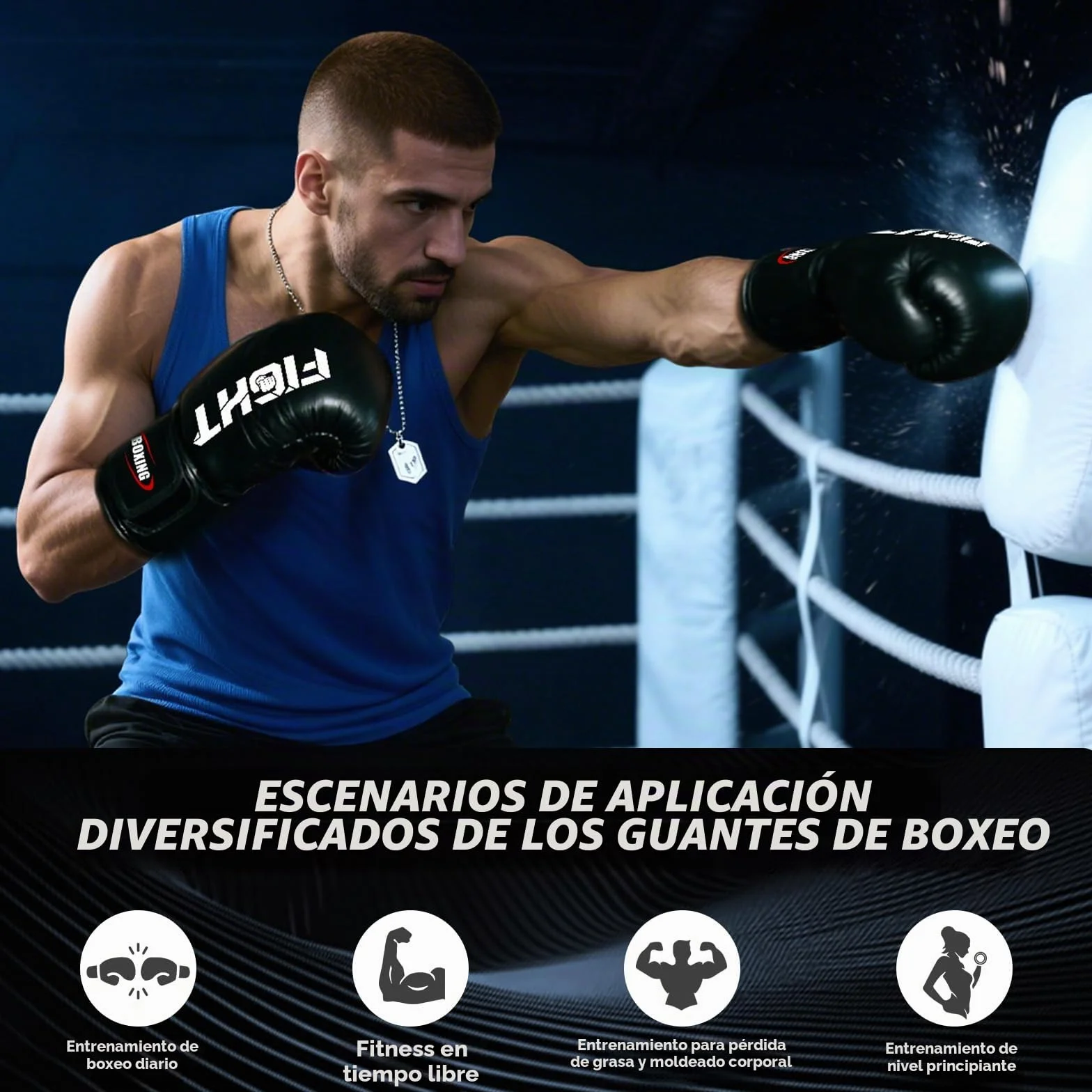 Guantes de Boxeo Premium Cuero para Adulto Saco Sparring Kickboxing MMA 12 14 16oz