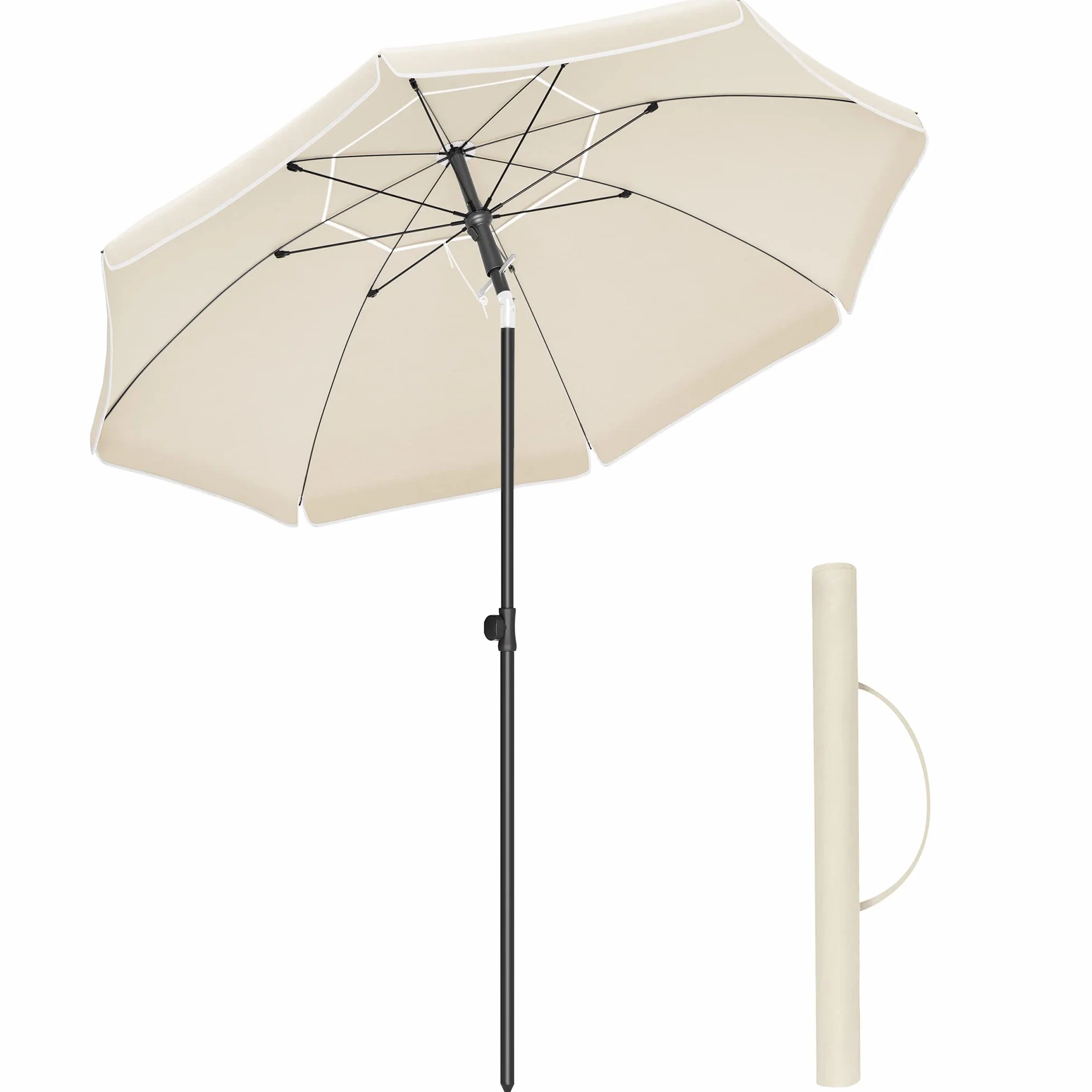 SONGMICS Sombrilla 200 cm UPF 50+ Inclinación Bidireccional 30° Altura Ajustable con Bolsa
