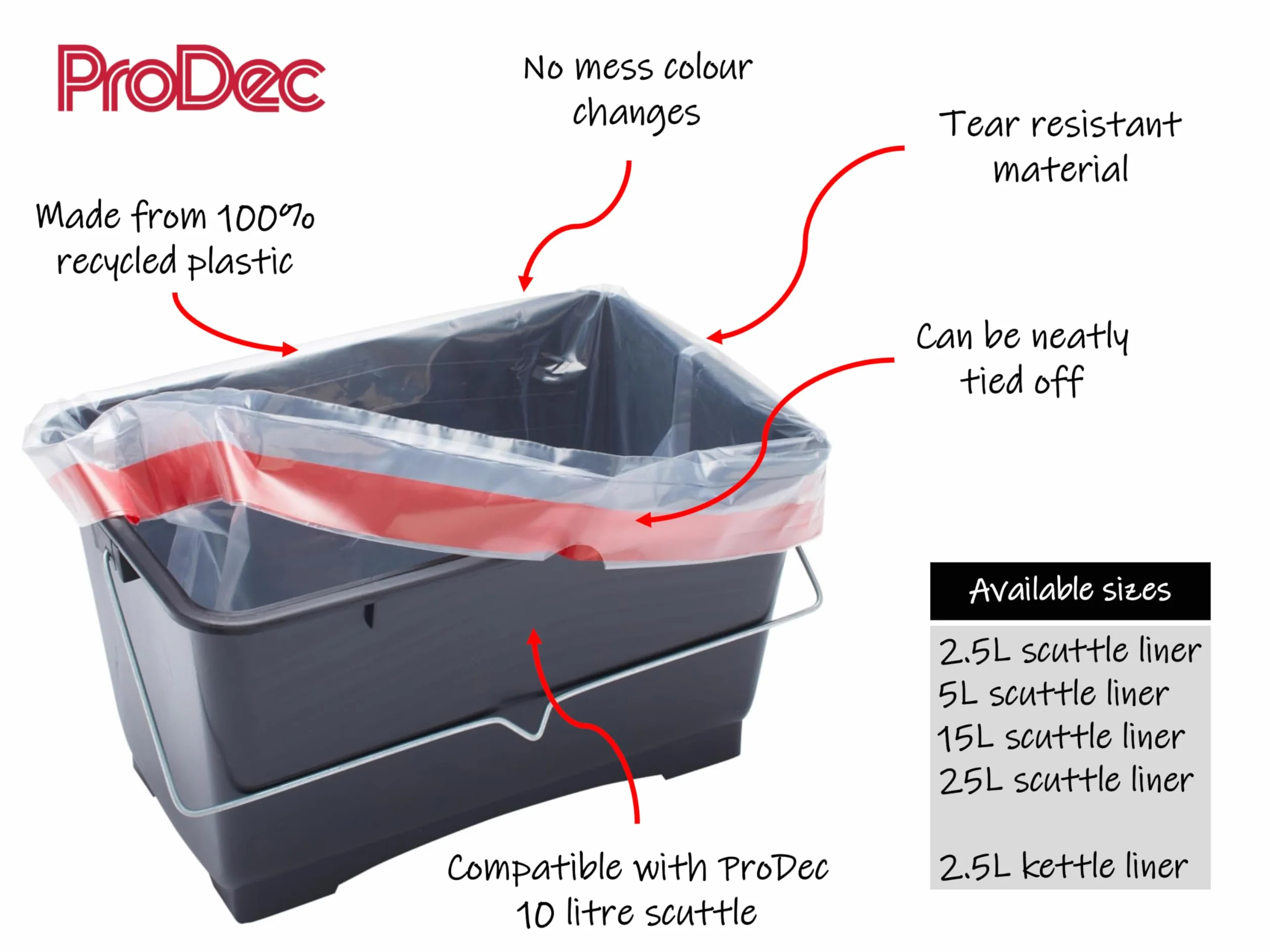 ProDec 10 Contenedores Plástico Reciclado 10L Cambios Color Rápidos Fácil Limpieza