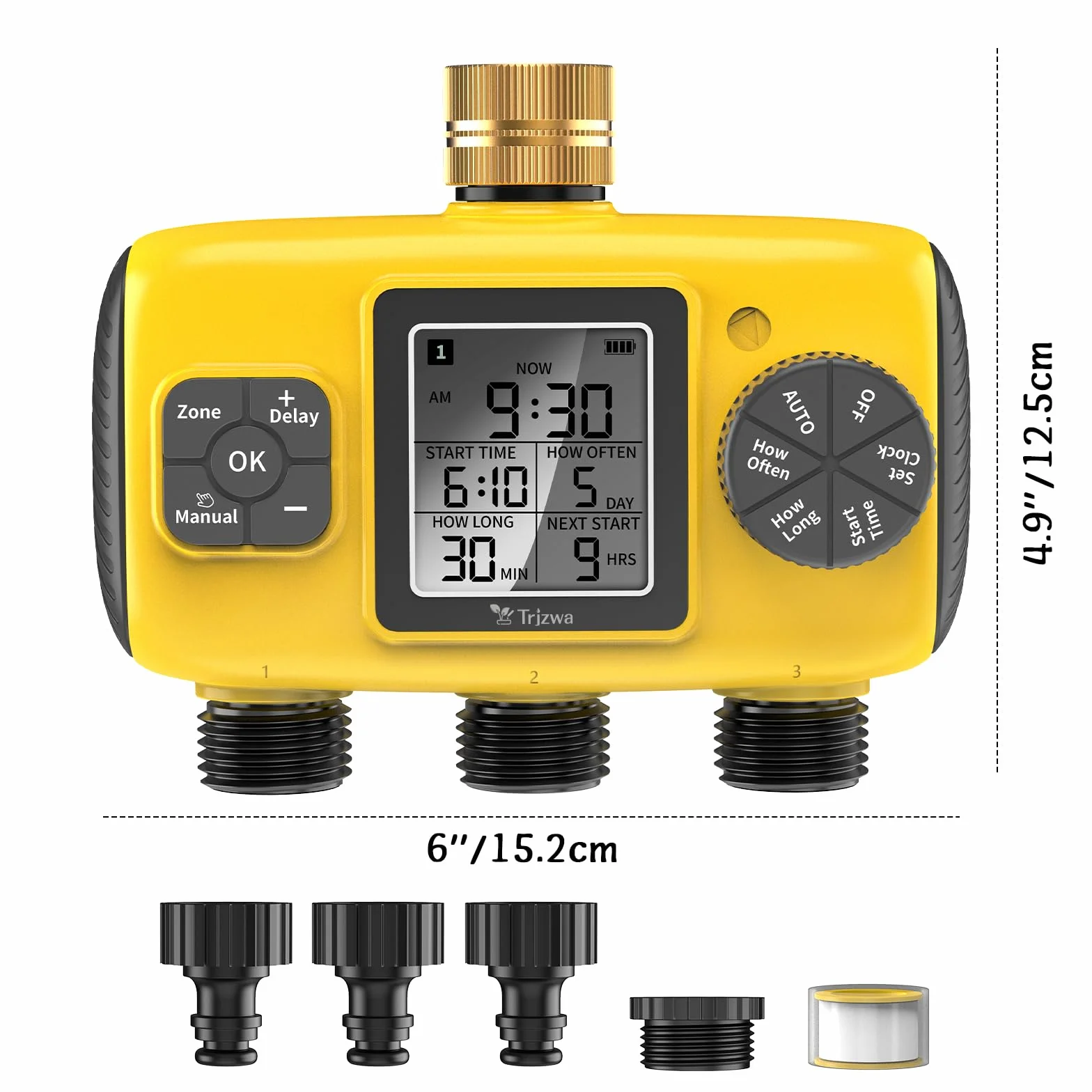 Programador de Riego Automático 3 Salidas IP65 Pantalla LCD Retardo de Lluvia