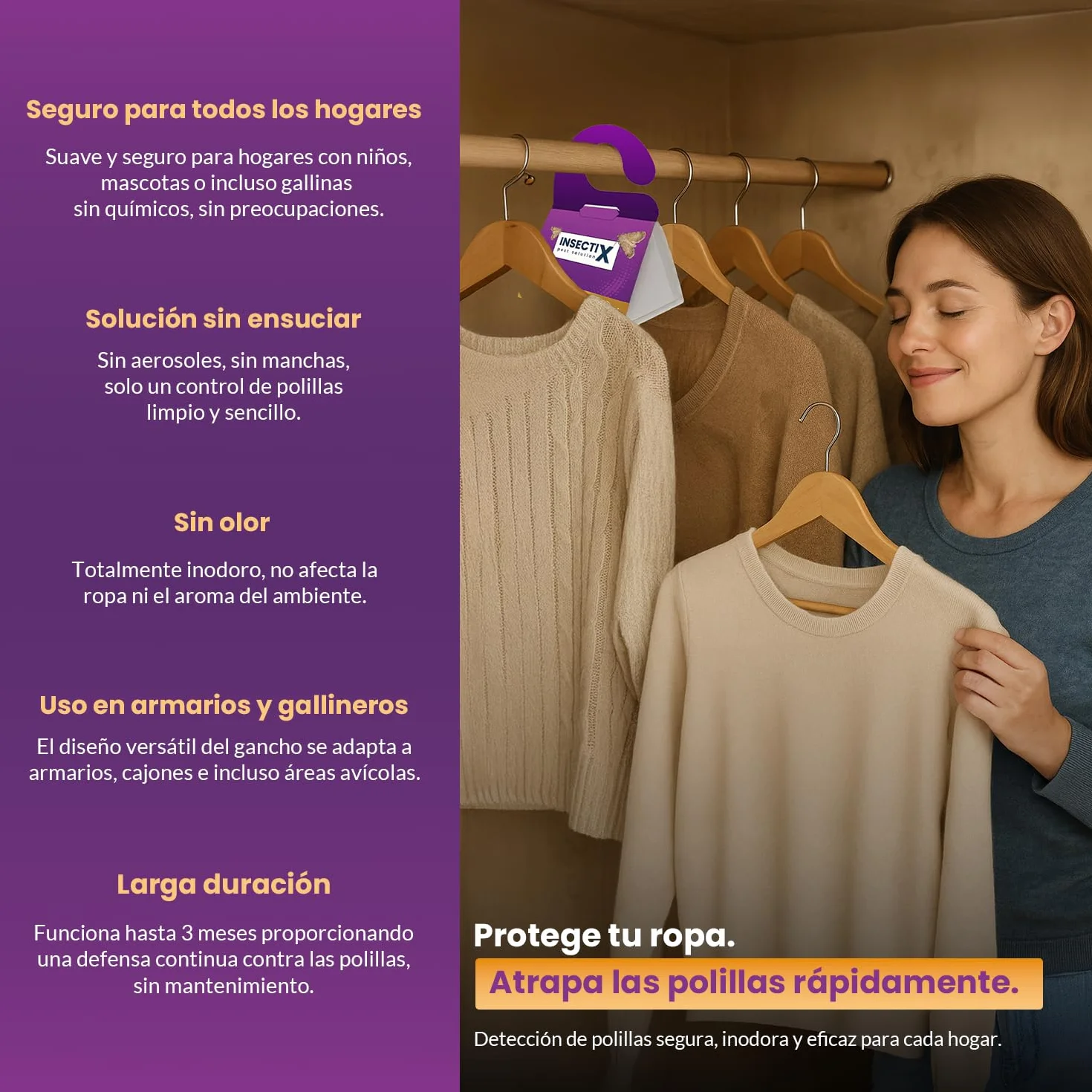 Trampas para polillas de la ropa Pack 6 sin olor no tóxicas para armarios y cajones