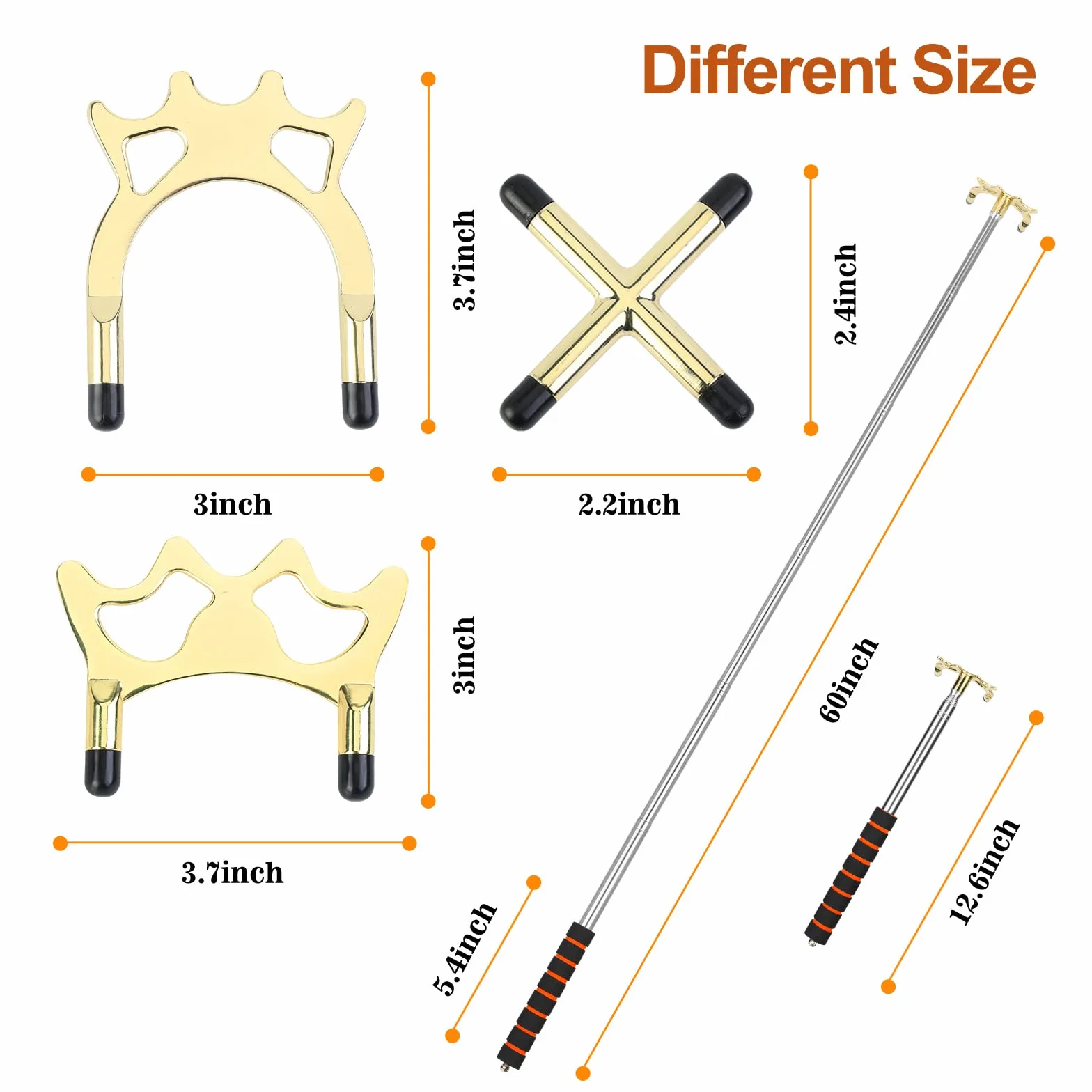 MXiiXM Palo retráctil para puente de billar con cabezal reemplazable de 3 estilos, accesorios para mesa de billar dorado