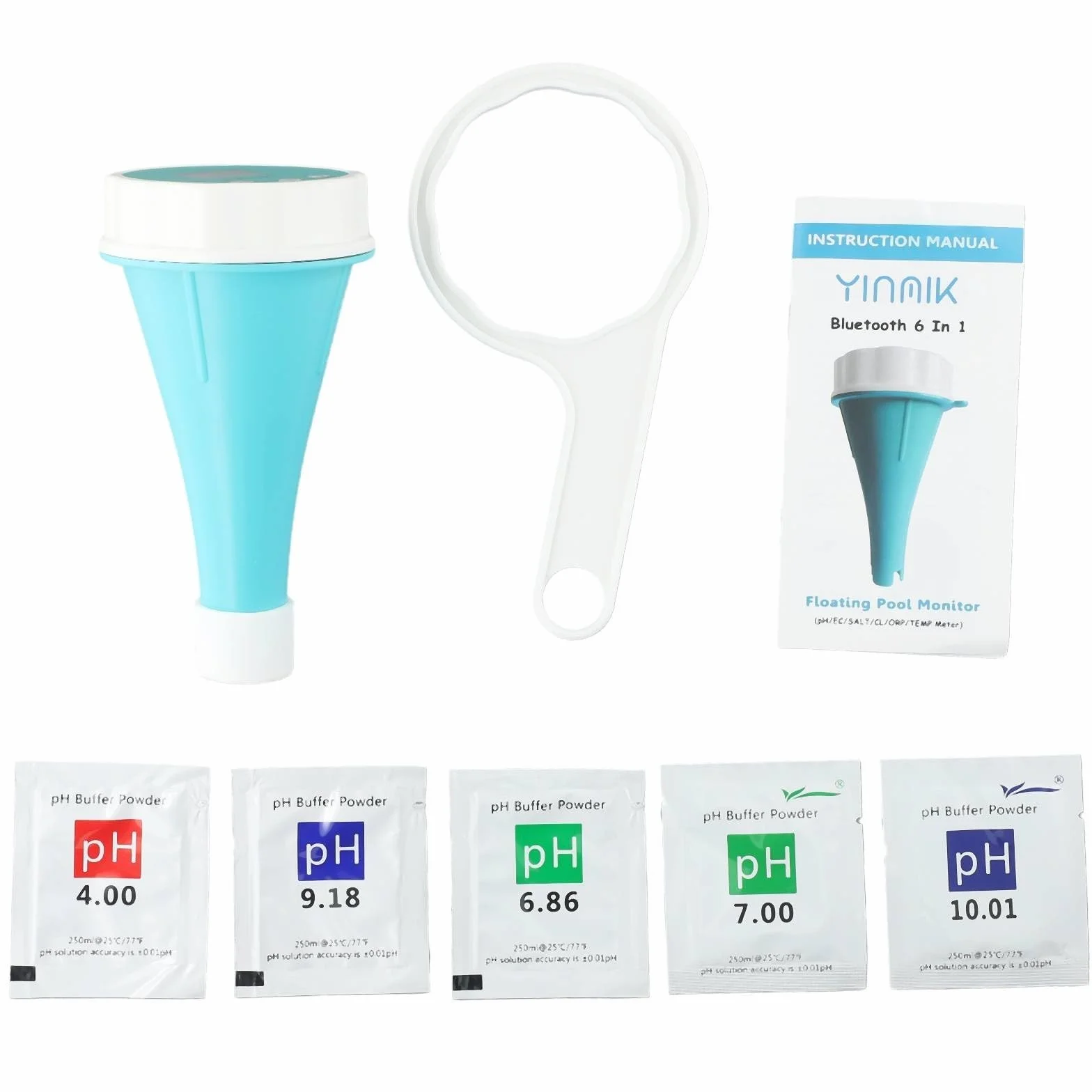 Probador digital de calidad de agua 6 en 1, mide la temperatura de pH ORP con control de aplicación, para análisis de agua potable, piscinas