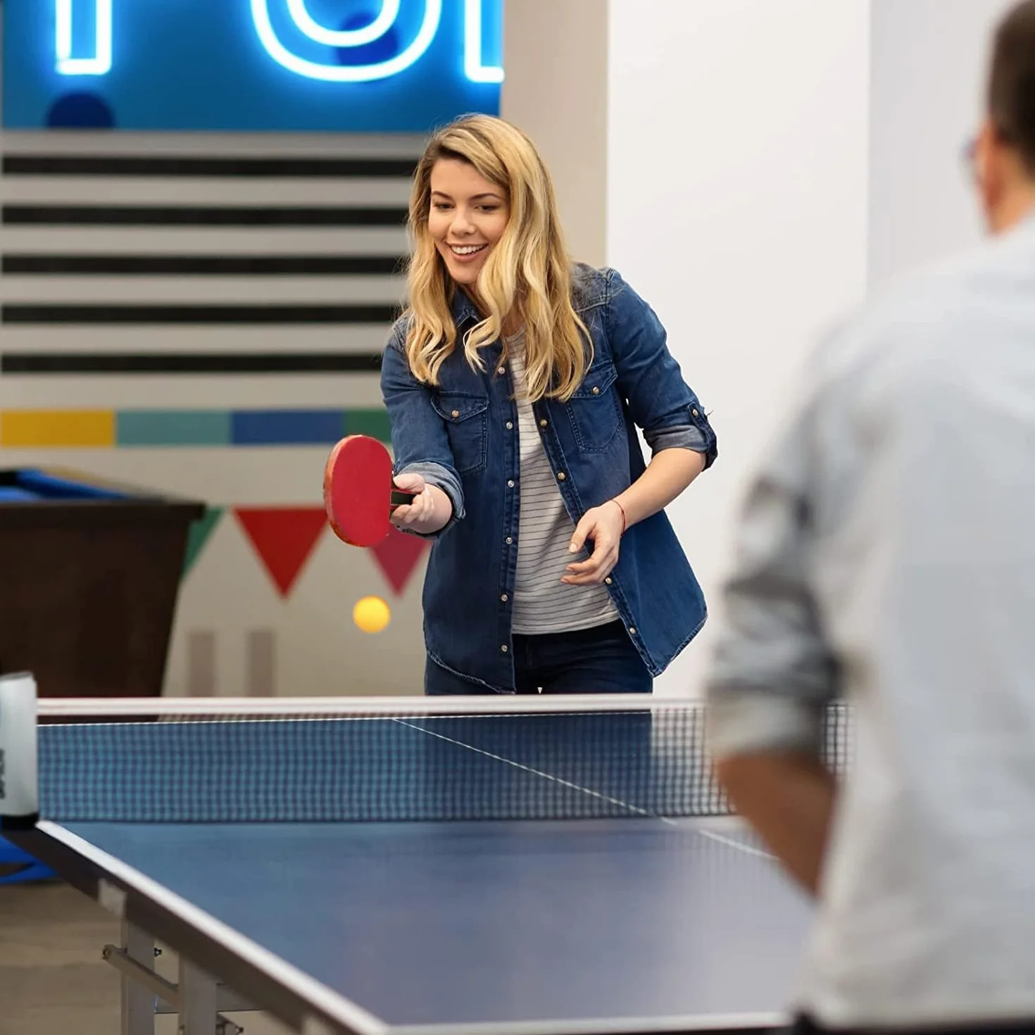 Juego de Raquetas de Ping Pong para 2 Jugadores con Red Móvil Extensible, 3 Pelotas, Bolsa de Almacenamiento