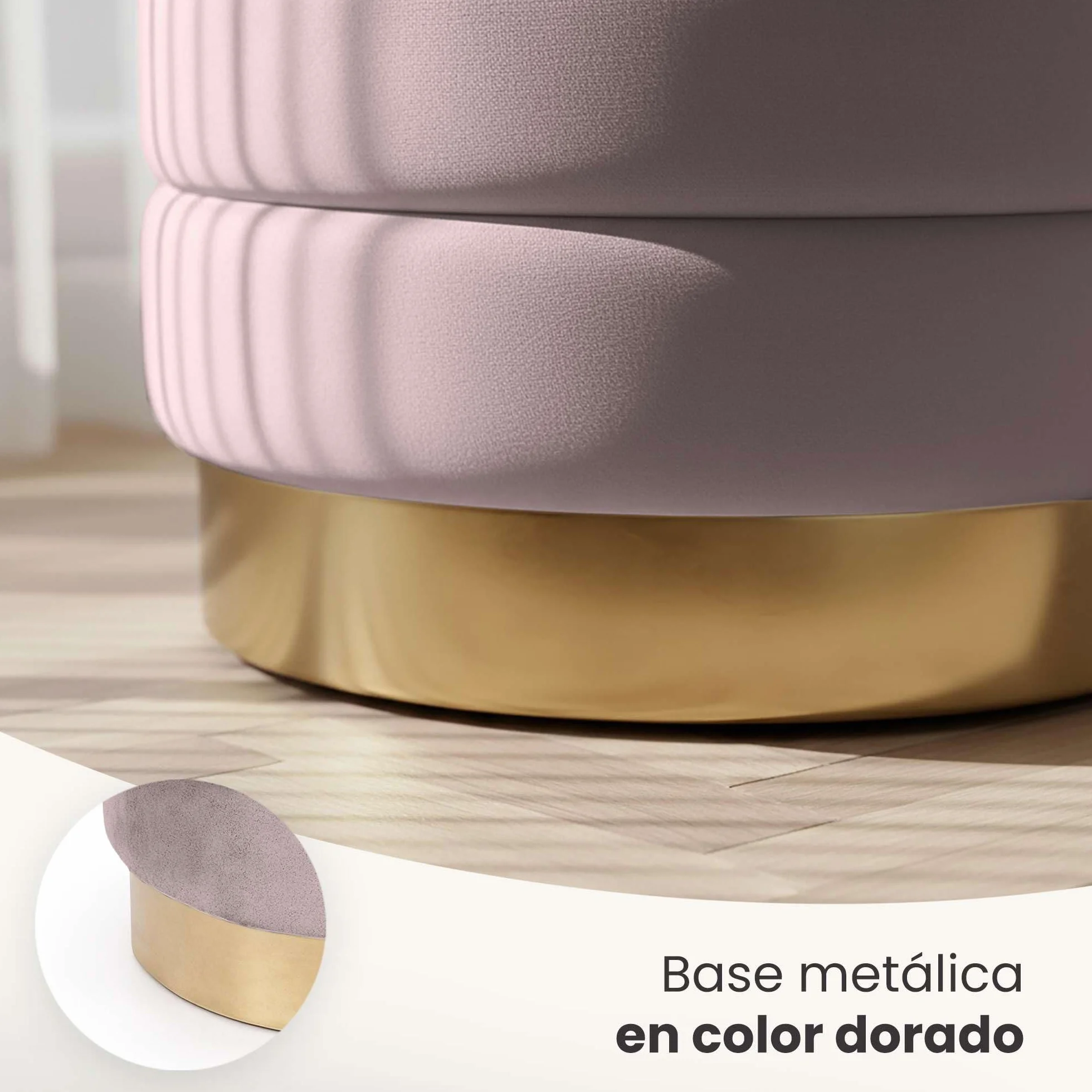 AKORD Banqueta con Almacenamiento en Terciopelo 80 cm, Banco de Cama Tapizado, Patas de Metal Dorado, Rosa empolvado