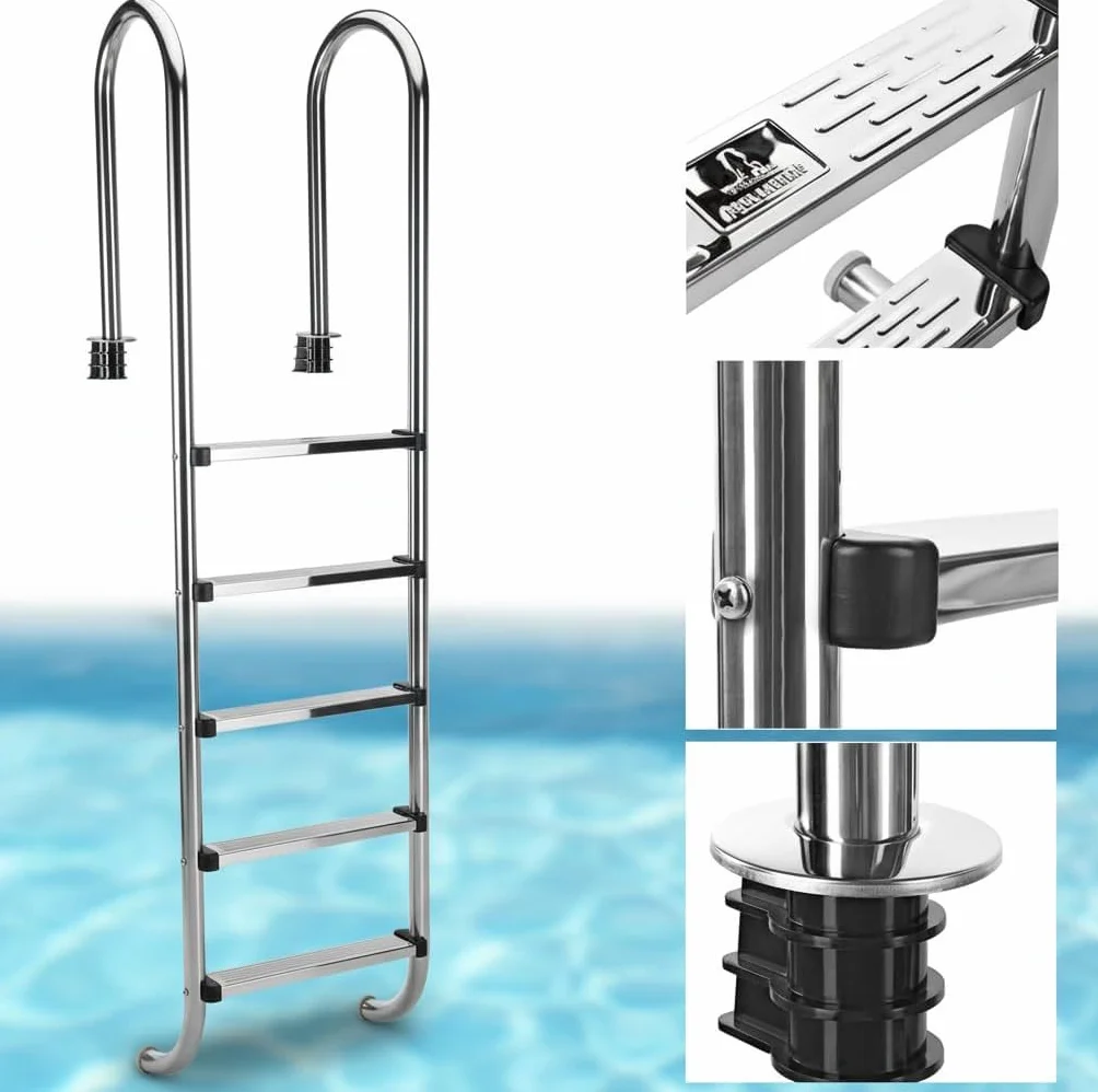 Melko Escalera Piscina 5 Niveles Acero Inoxidable V2 Gris