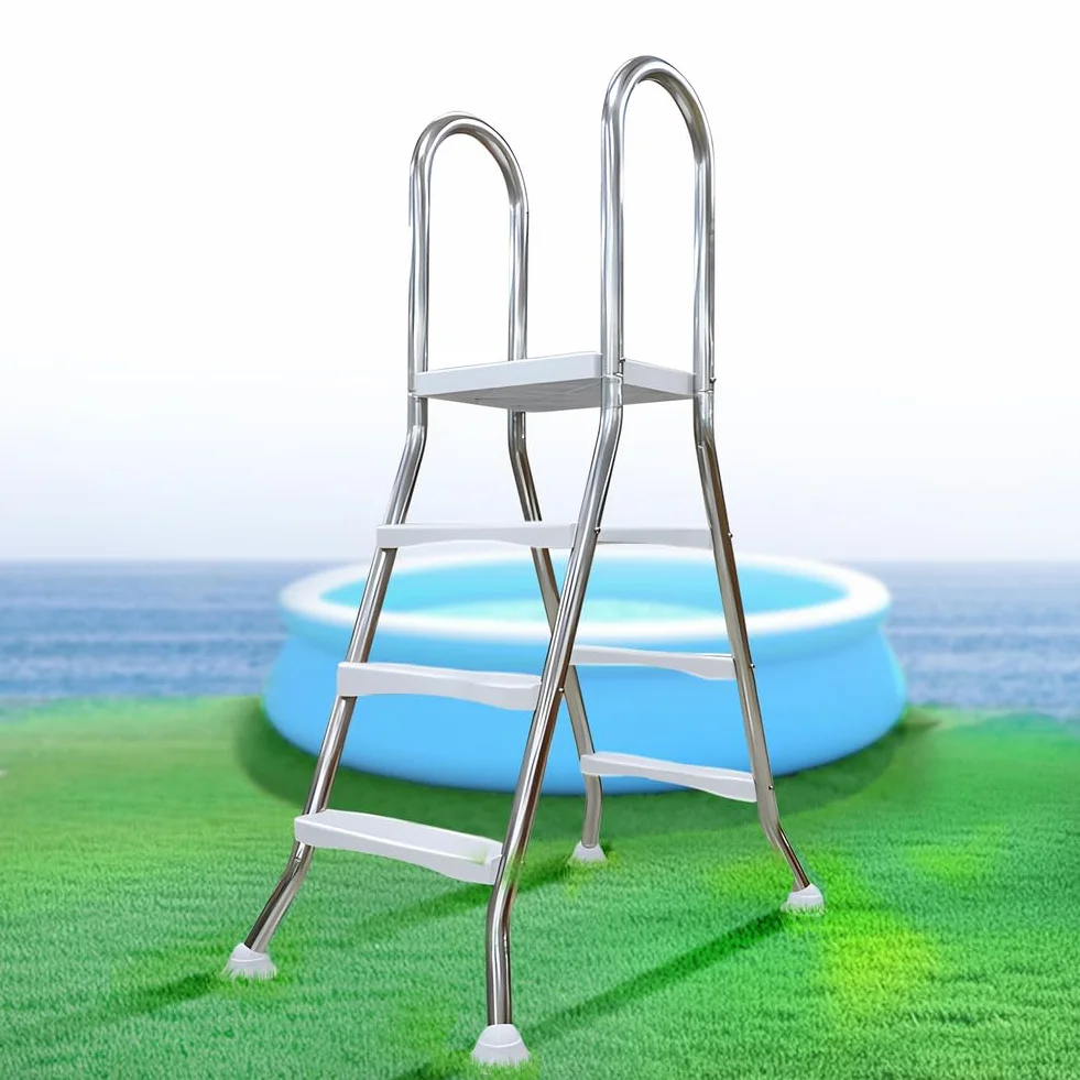 Escalera para piscina fuera de tierra de doble 4 peldaños acero capacidad 250 kg