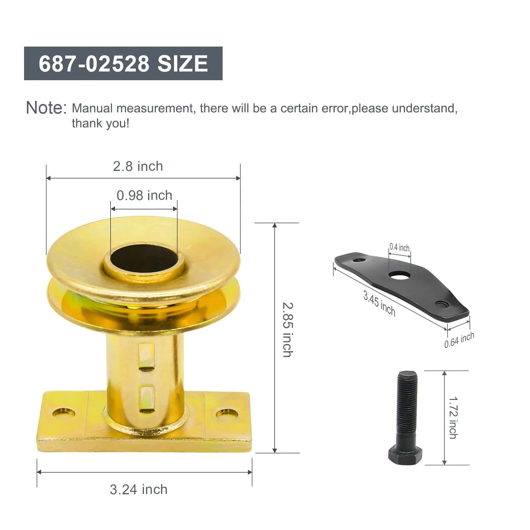 Thaekuns 687-02528 - Adaptador de Cuchilla para cortacésped con polea, Kit de Adaptador de polea de accionamiento de 25 mm para MTD Yard-Man Troy-Bilt TB230 240 260 280, etc