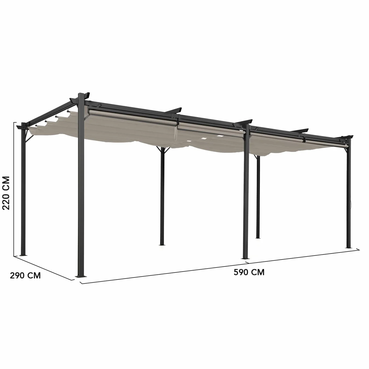 Pergola edición especial techo retráctil 3x6 M gris 6 persianas