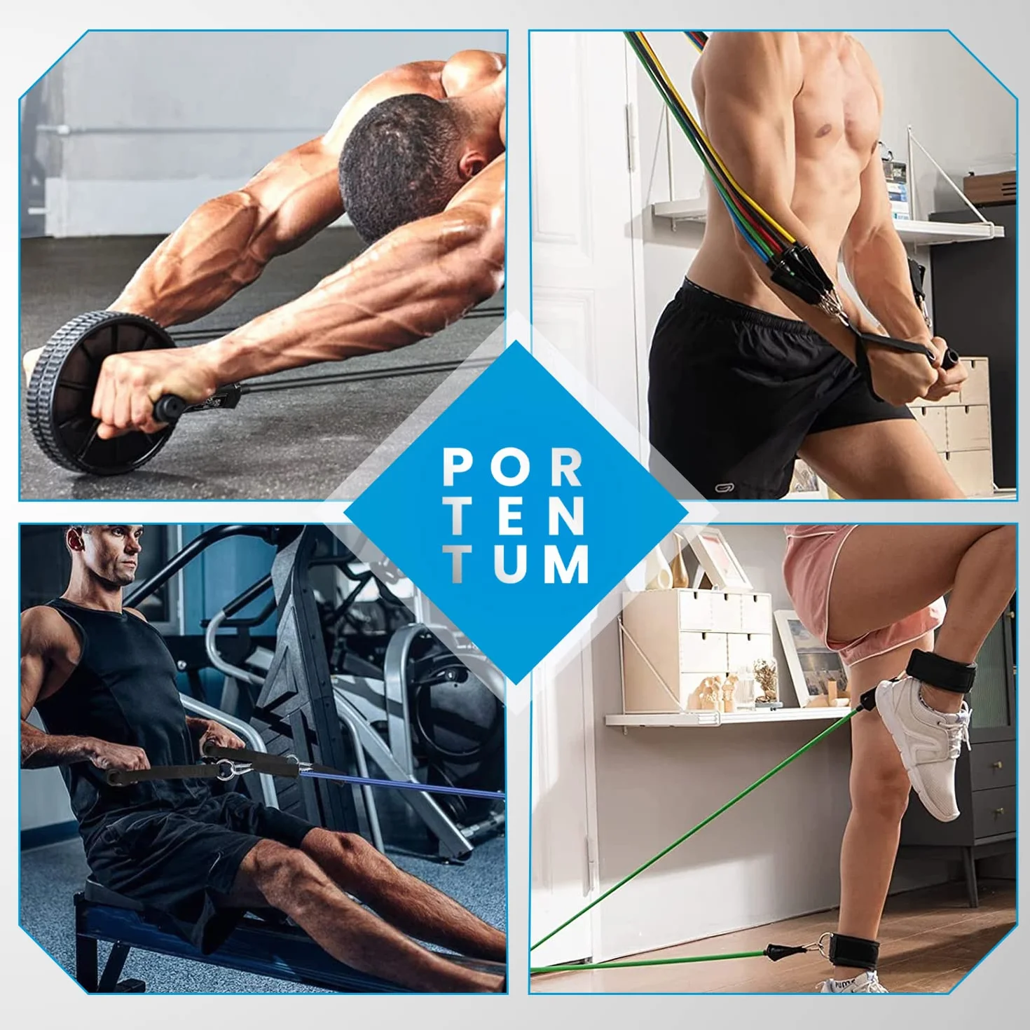 PORTENTUM Gomas elasticas musculación - Bandas elasticas para Yoga Gym Crossfit