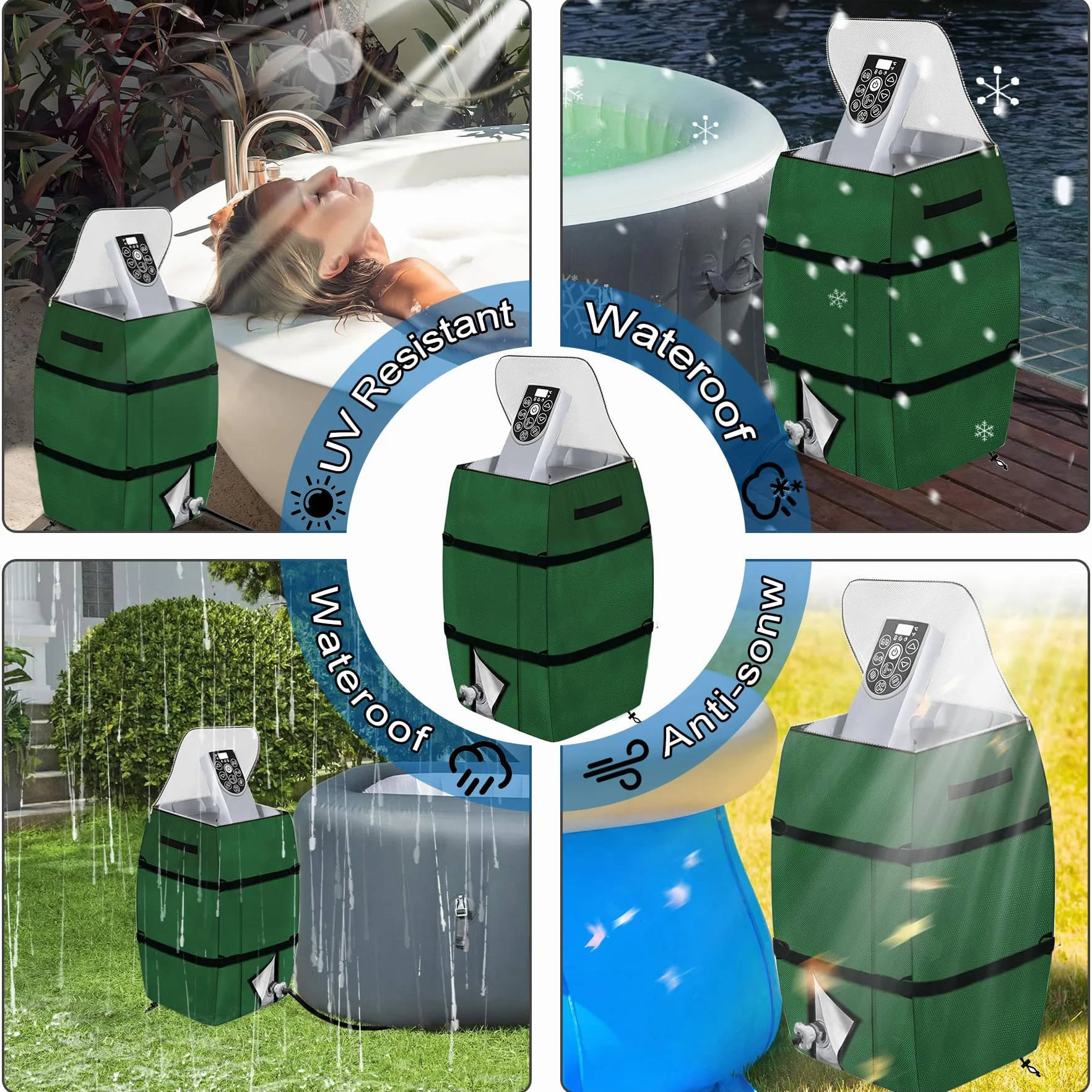 TZEKING Cubierta para Bomba de Bañera de Hidromasaje Impermeable Resistente a la Intemperie