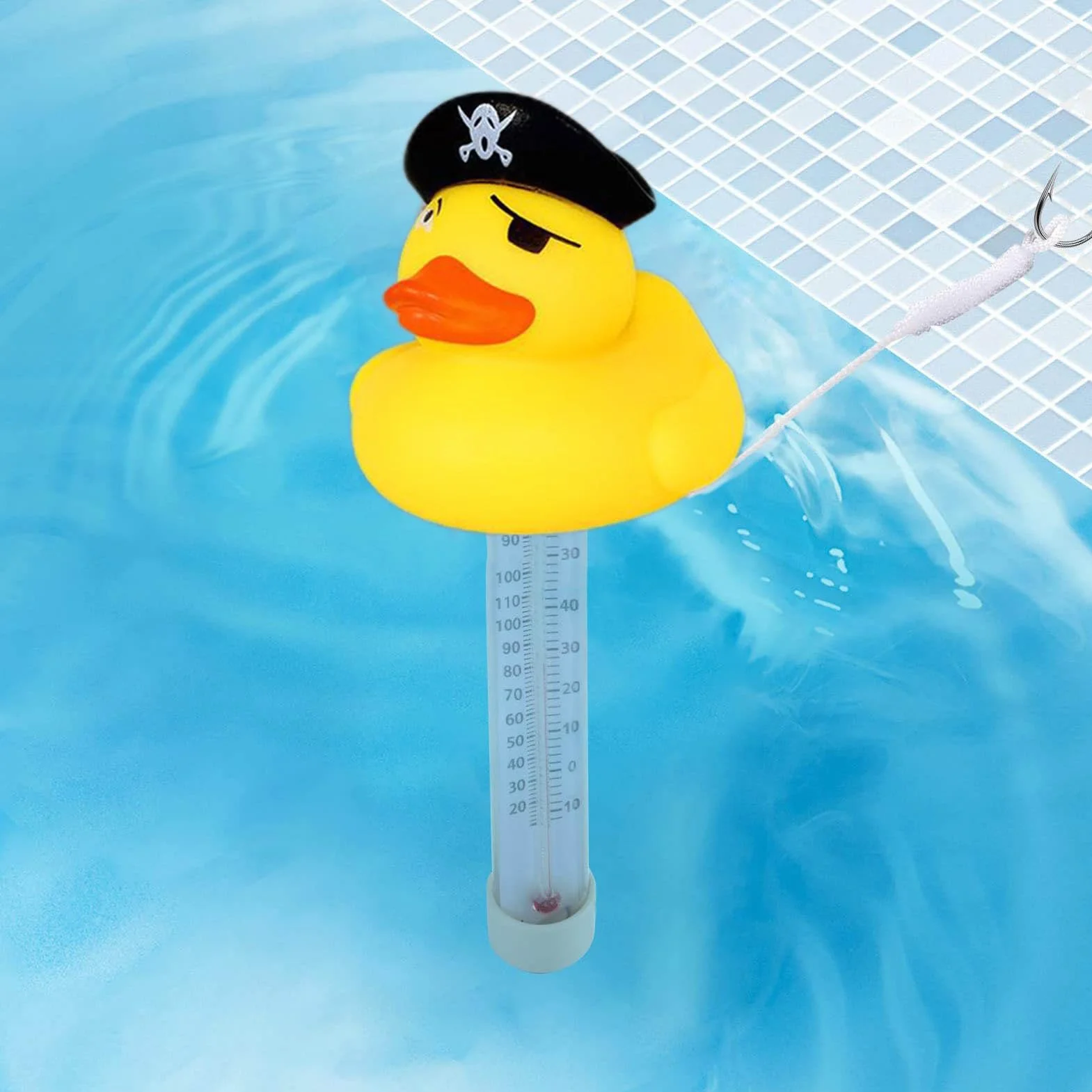 Genérico Termómetro Flotante para Piscinas, Medidor de Temperatura de Agua con Pato de Dibujos Animados, Resistente al Agua
