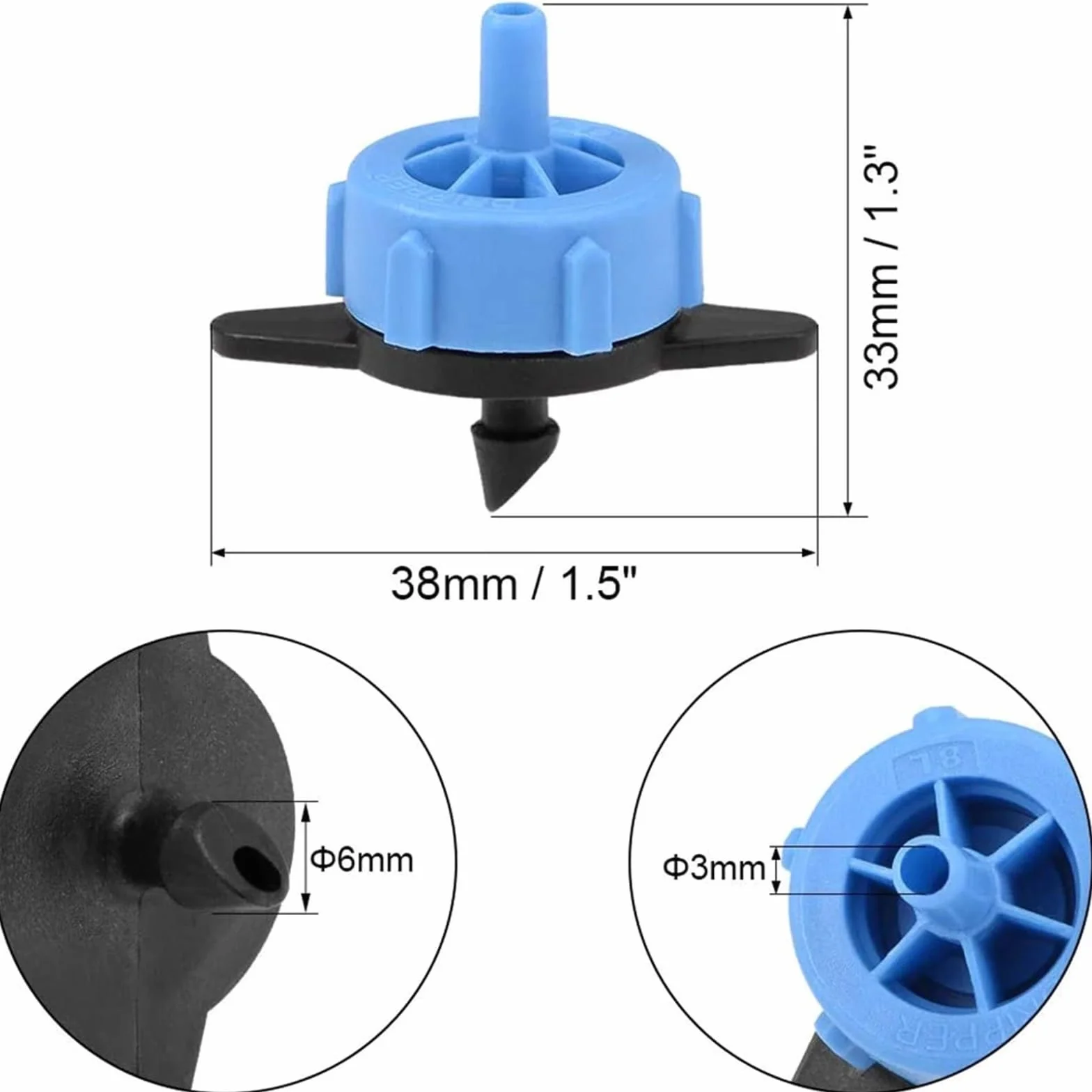 Emisores de Riego por Goteo 100/200 Unidades de goteros compensadores presión 2L/4L/8L, Ajustables, microconectores for riego jardín y césped(2L 200Pcs)