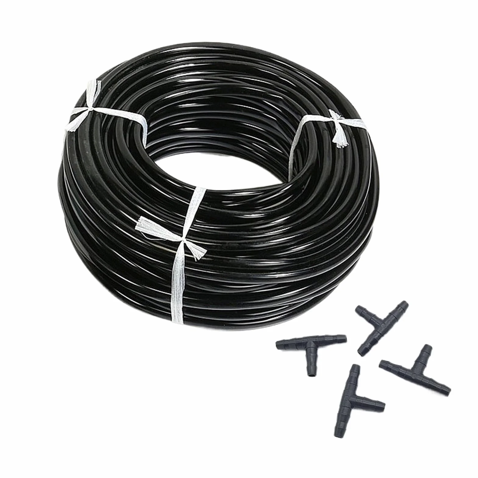 manguera de jardín, tubería de agua de manguera de Conector Accesorios for sistemas de riego de jardín Tubo de riego con manguera de 1/4 de color negro