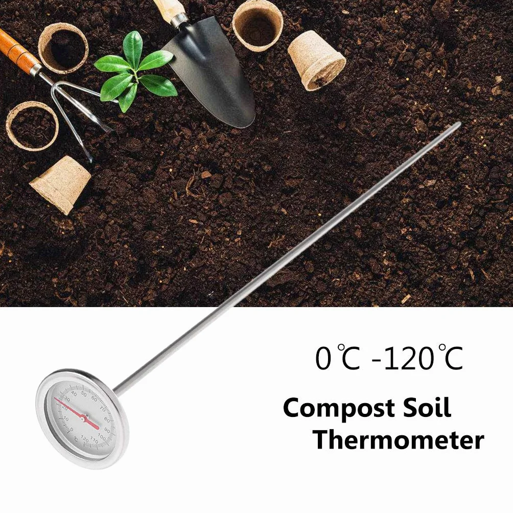GUMEI Termómetro de Suelo Acero Inoxidable 50 cm 20-120 ℃ Compost Jardín