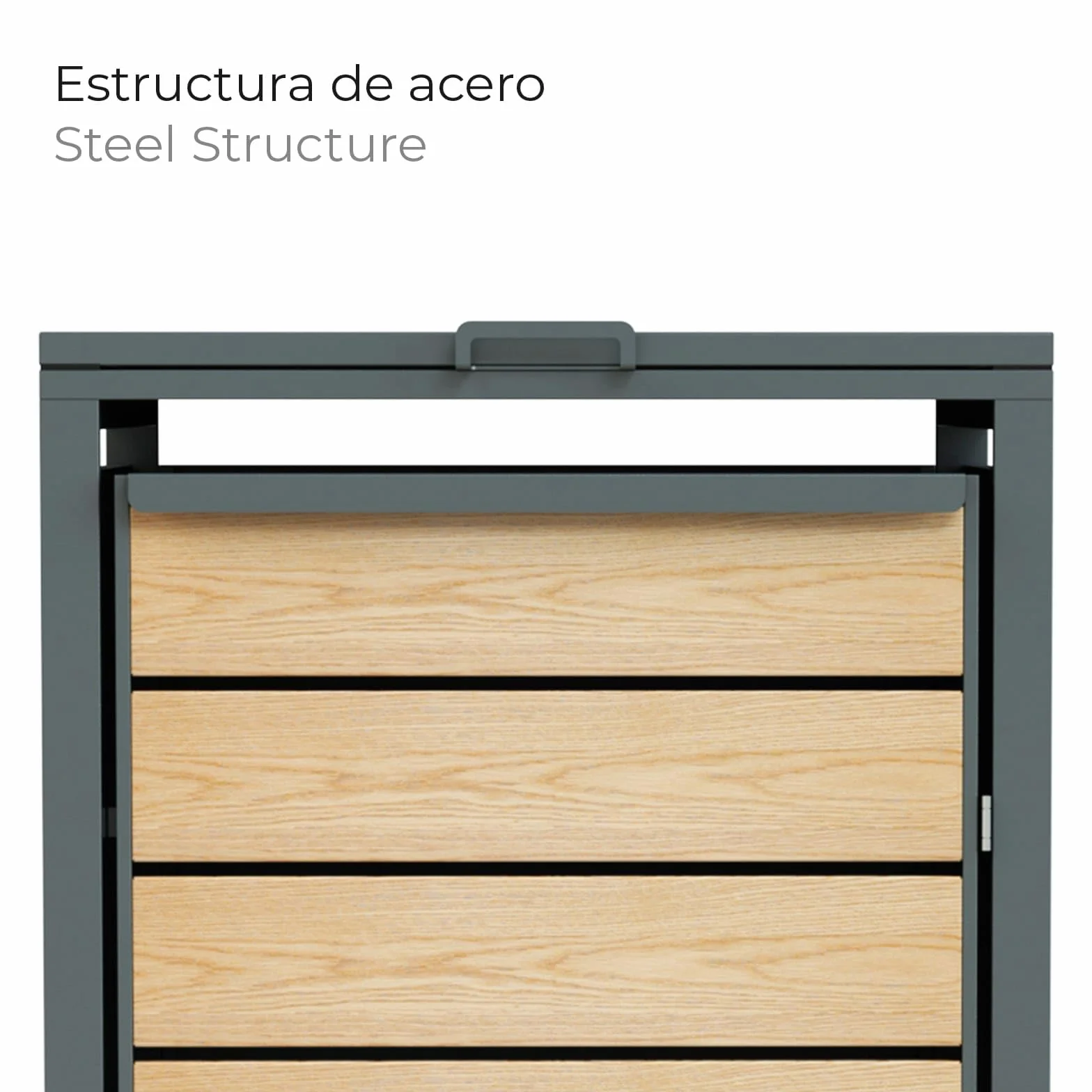Cobertizo para Cubo de Basura Gardiun Liam 68x80x116 cm Acero Galvanizado Modular Apertura Superior