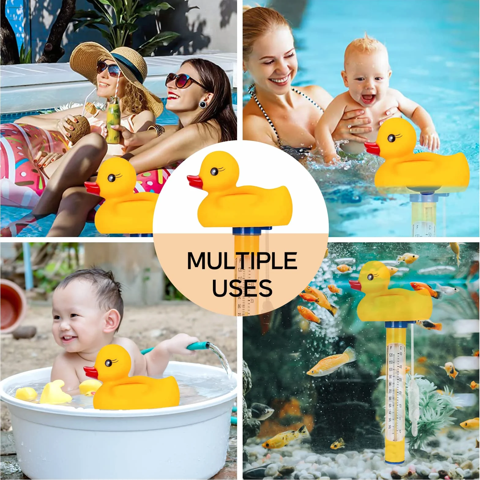 Termómetro flotante para piscina con cuerda, termómetro de temperatura de agua para piscinas, acuarios, estanques