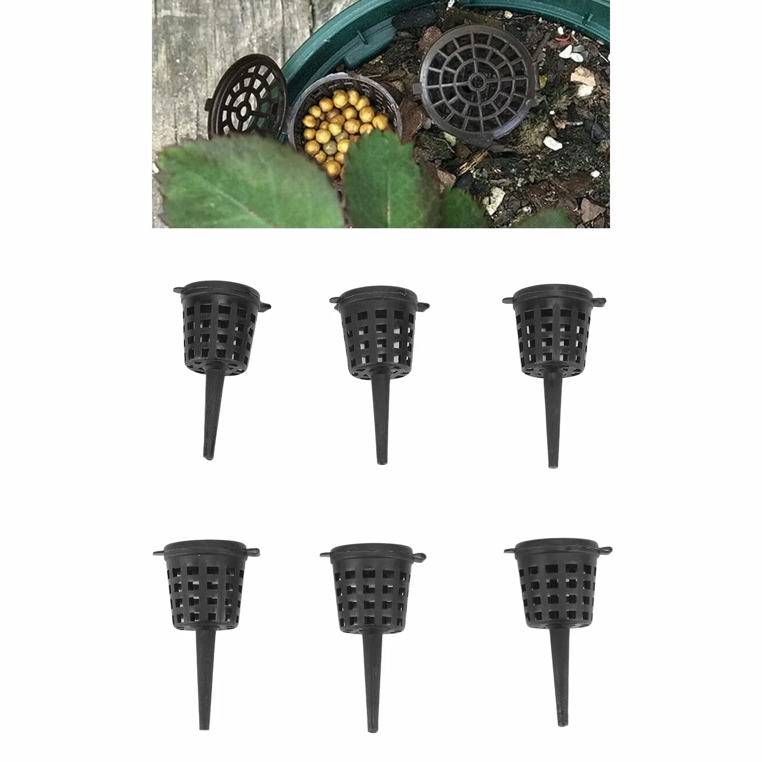 Yctze Cestas de Fertilizante para Bonsái, 100 Piezas de Cestas de Fertilizante de Plástico Portátiles con Tapa para Plantas en Macetas, Suculentas y Orquídeas, Cestas de Malla de