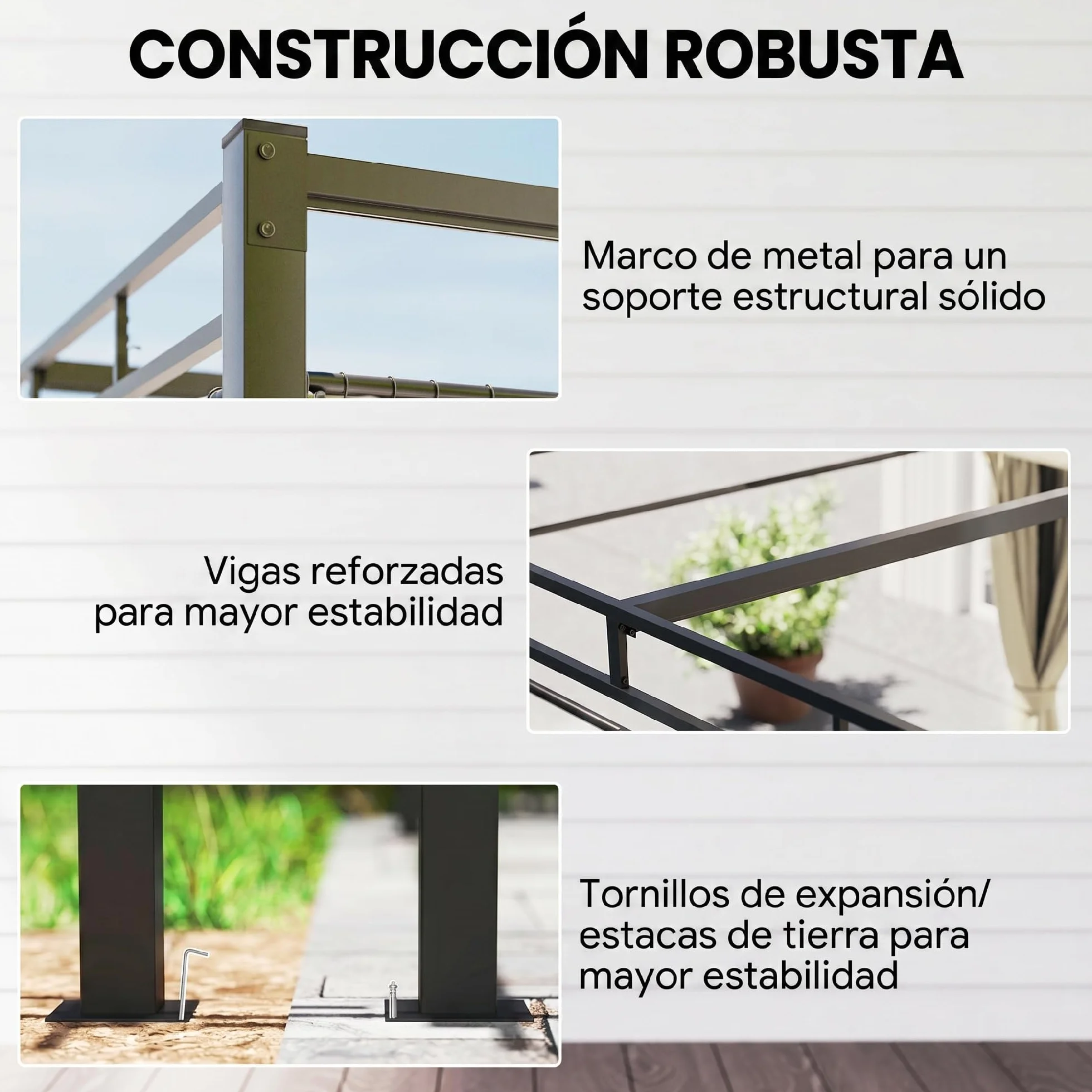 Outsunny Pérgola de Jardín 3x3 m con Techo Retráctil y 4 Cortinas, Cenador de Jardín con Protección UV30+, Impermeable, Estructura Metálica, Pabellón para Patio, Terraza, Exterior, Beige