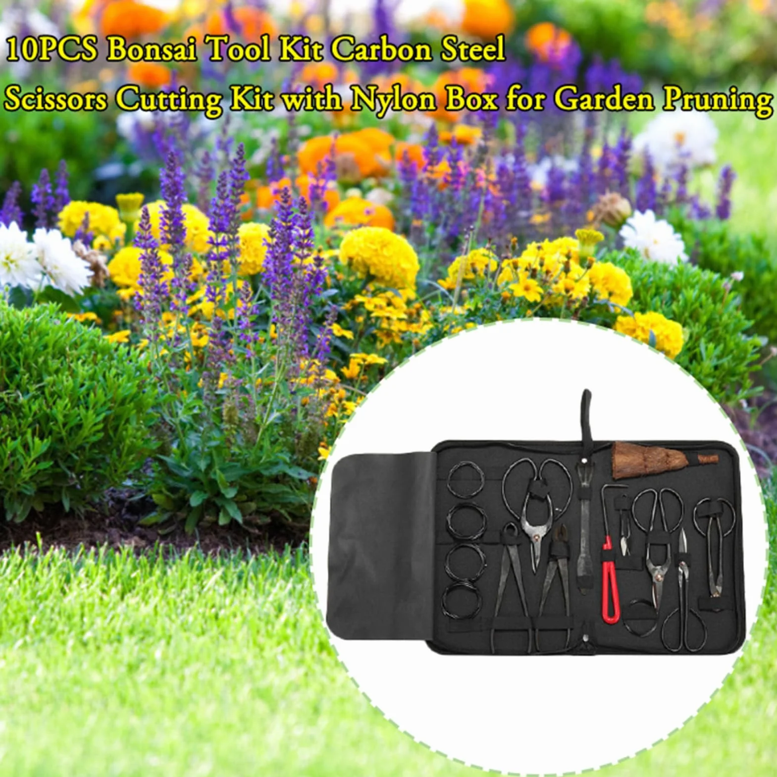 Juego de herramientas de jardín - Kit de poda para plantas de jardín de 10 | piezas con tijeras y de nailon resistente - Herramientas portátiles para el cuidado del jardín suculento para mujeres y