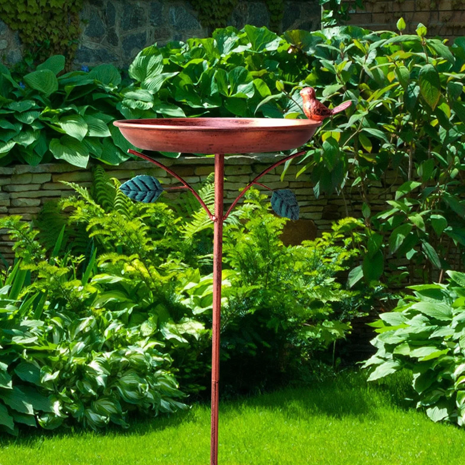 Bebedero para Pájaros Exterior - Fuente de Metal para Aves, Plato de Agua Independiente