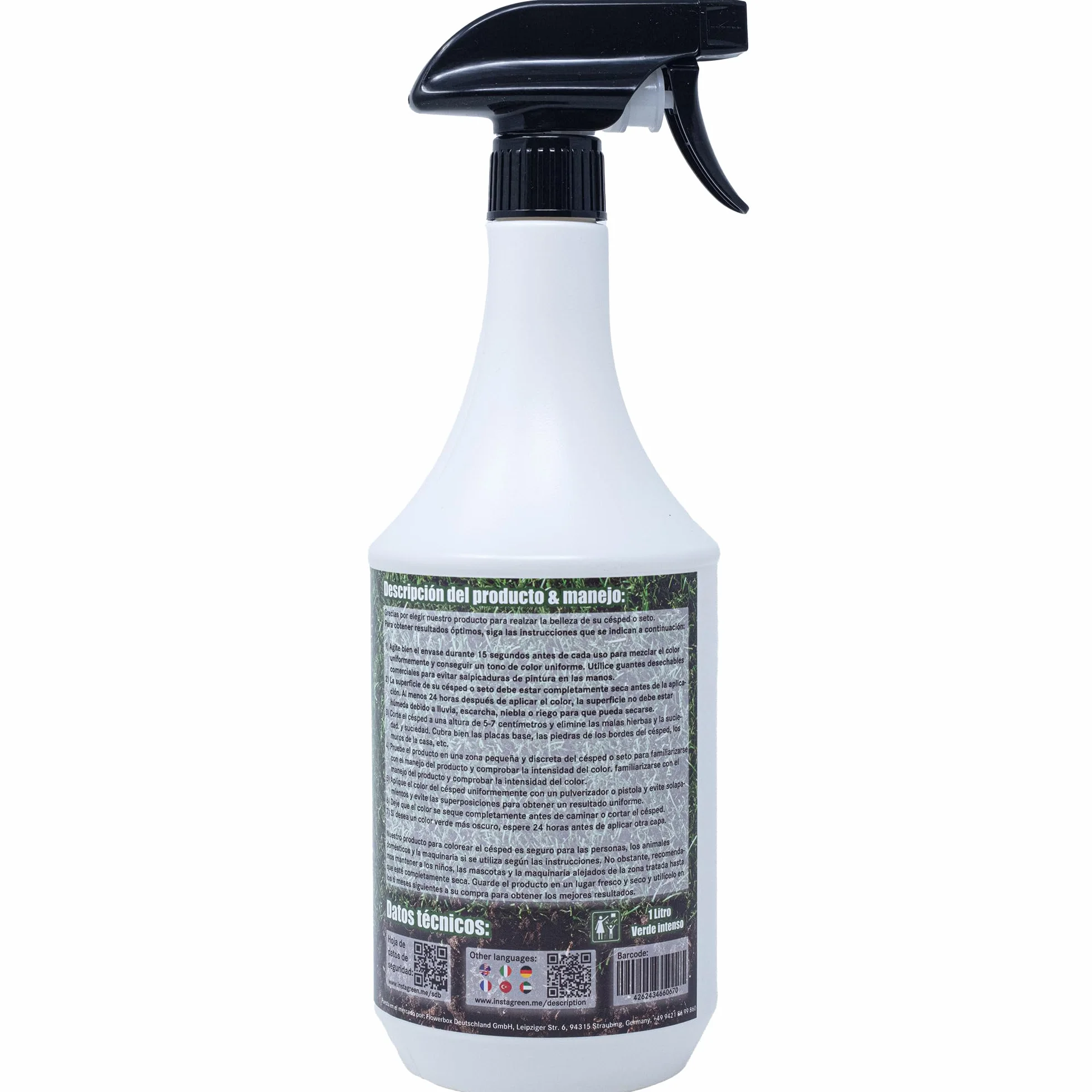 Pintura para césped y setos biodegradable 1 litro pulverizador