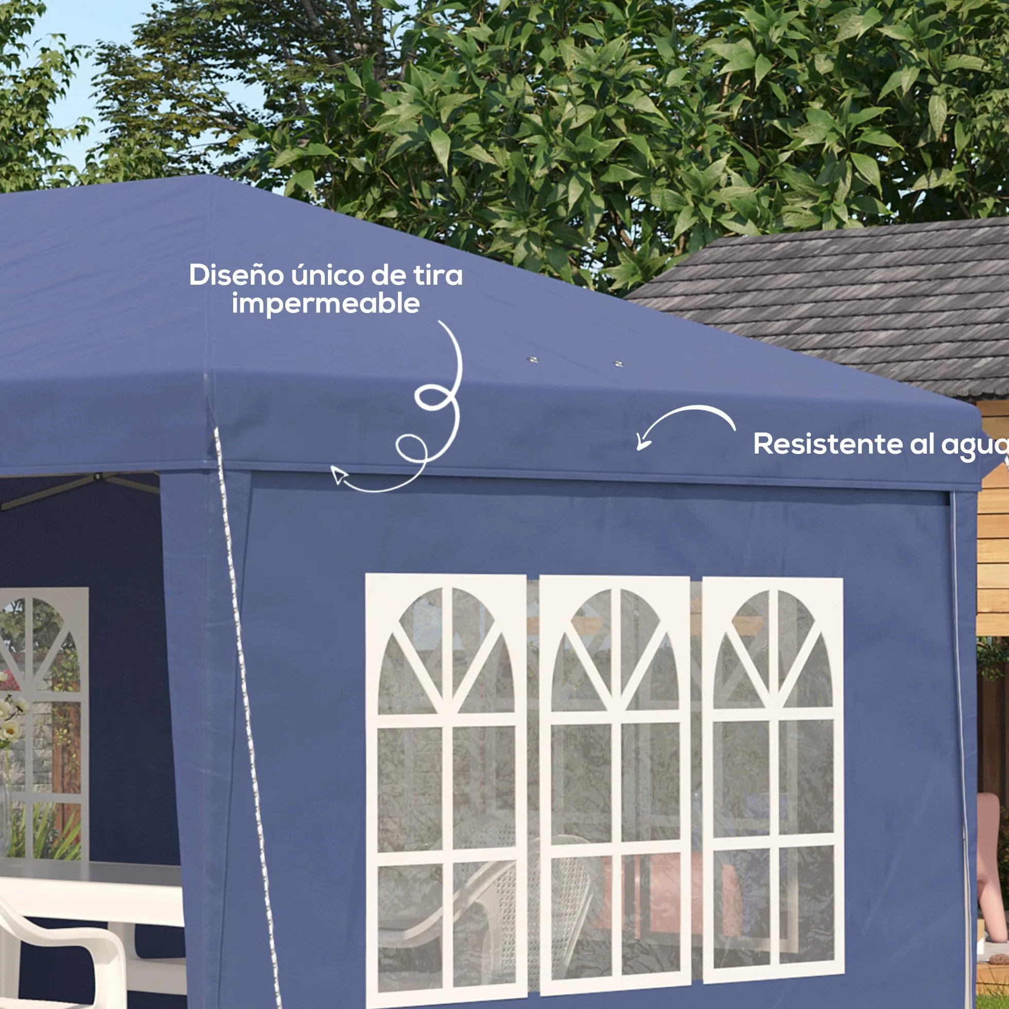 Outsunny Carpa Plegable 6x3 m, Pop-up, con 4 Laterales Desmontables, Cenador de Jardín con 4 Ventanas Visibles y Bolsa de Transporte, Impermeable, Anti-UV, Gazebo para Camping, Fiestas, Exterior Azul