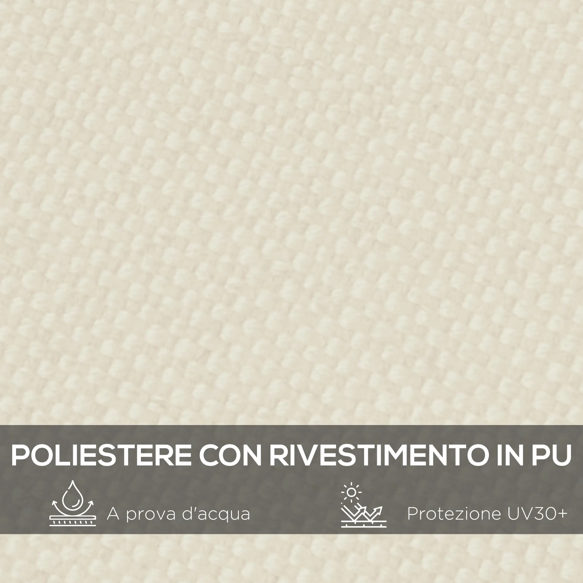 Outsunny Lona de Recambio para pérgola de jardín 3x3 m con 16 Agujeros de Drenaje, Ganchos y Anillas, Cubierta de poliéster para pérgola de Gazebo, Beige