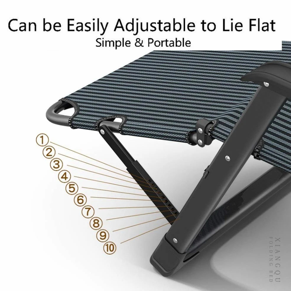 Sillas Plegables de Gravedad Cero, Ajustables, con 10 Niveles de inclinación, para Playa, Patio, Piscina, jardín, Camping, Exteriores, Patas cuadradas de Acero (Color: Negro)