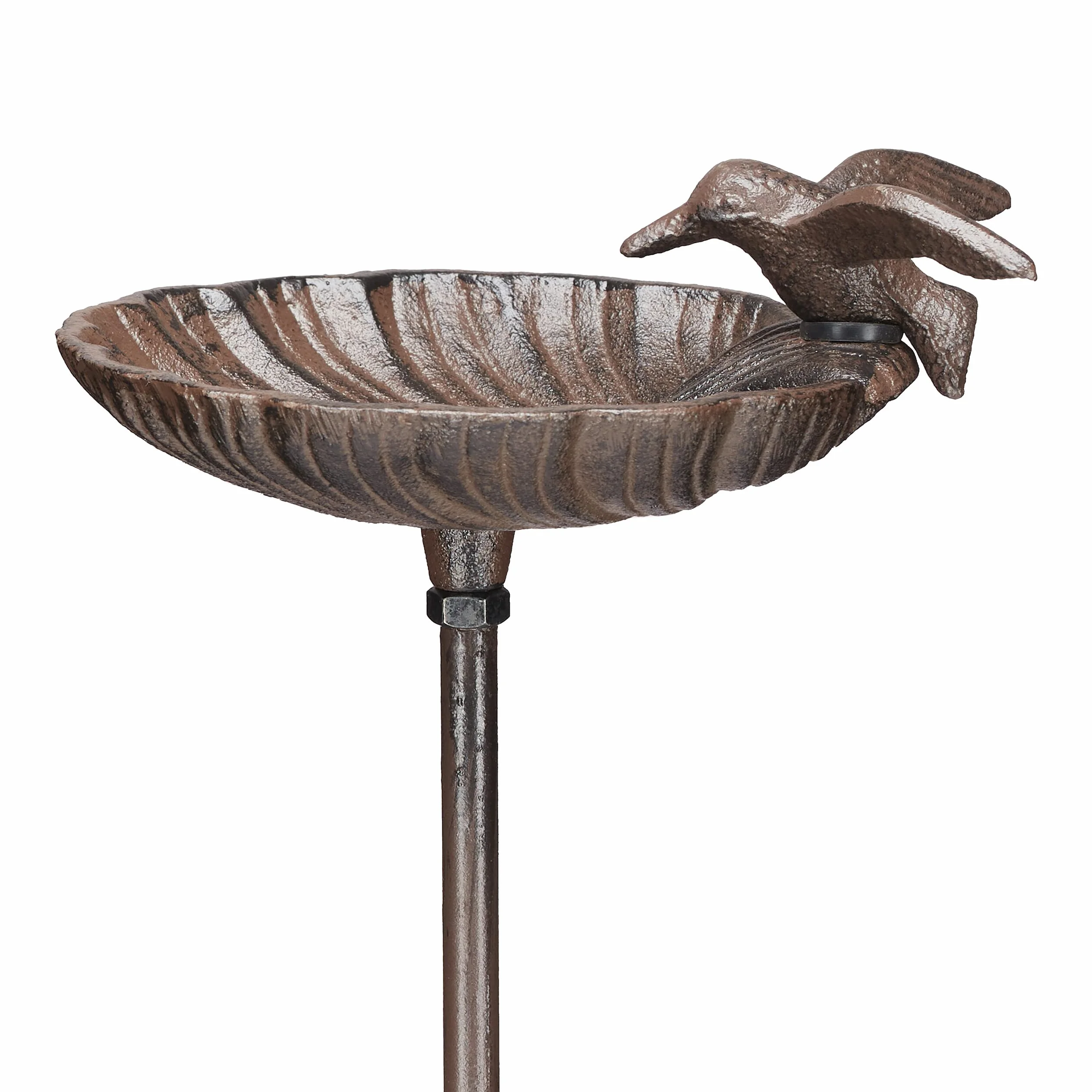 Relaxdays Bebedero Pájaros Hierro Fundido, Fuente Aves Estaca, 100 cm, Marrón