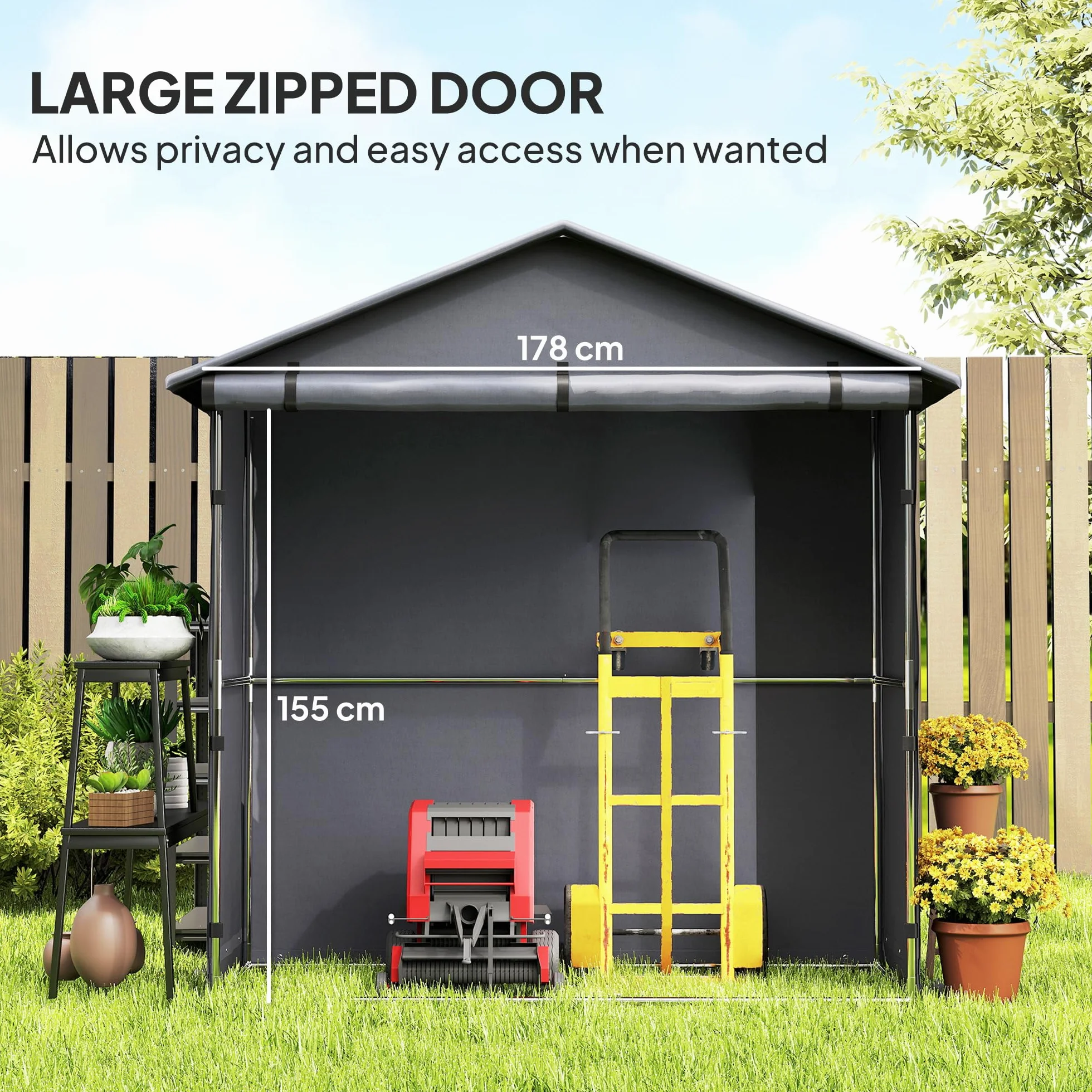 Outsunny Carpa Garaje 1,1x2 m Entrada Enrollable Acero Galvanizado Oxford 420D UV30+ Gris Oscuro