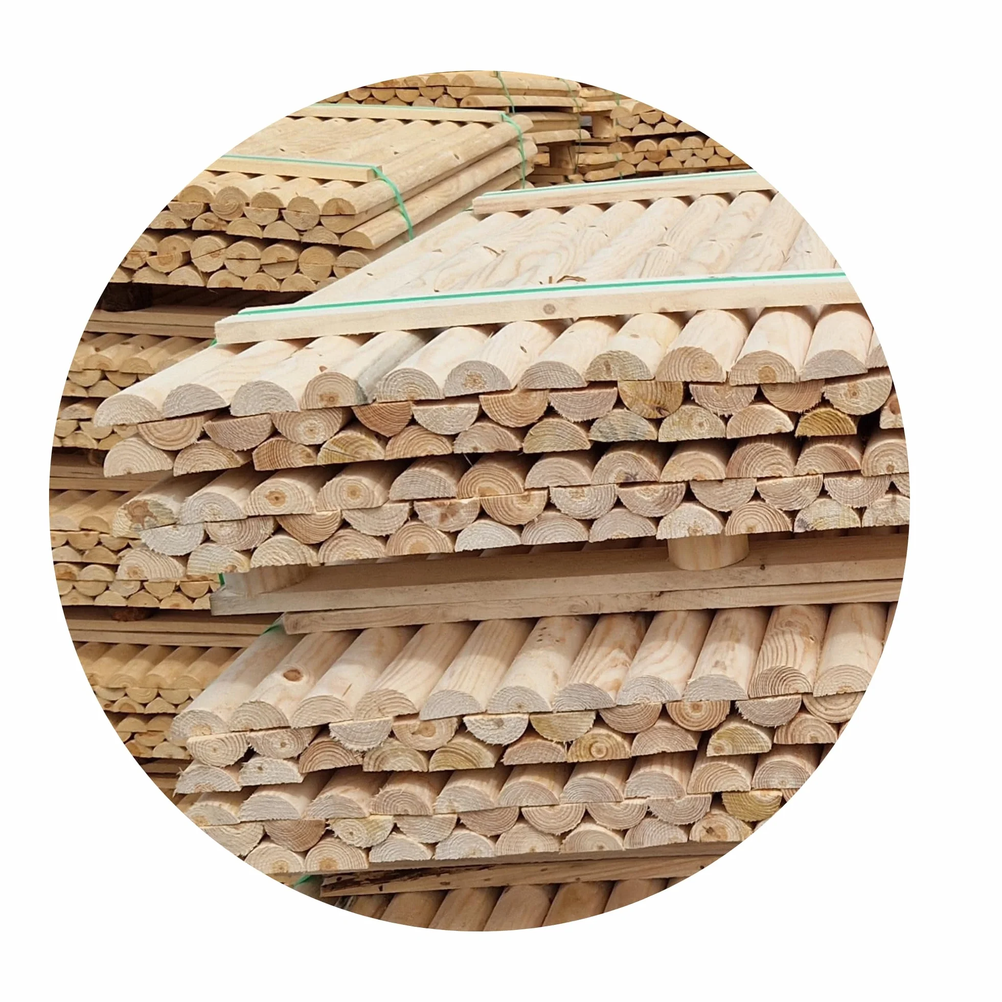 Poste de Madera Medio Redondo ½ ⌀7 cm 240 cm 8 Unidades | Madera Maciza sin Tratar para Vallas y Cercas de Jardín