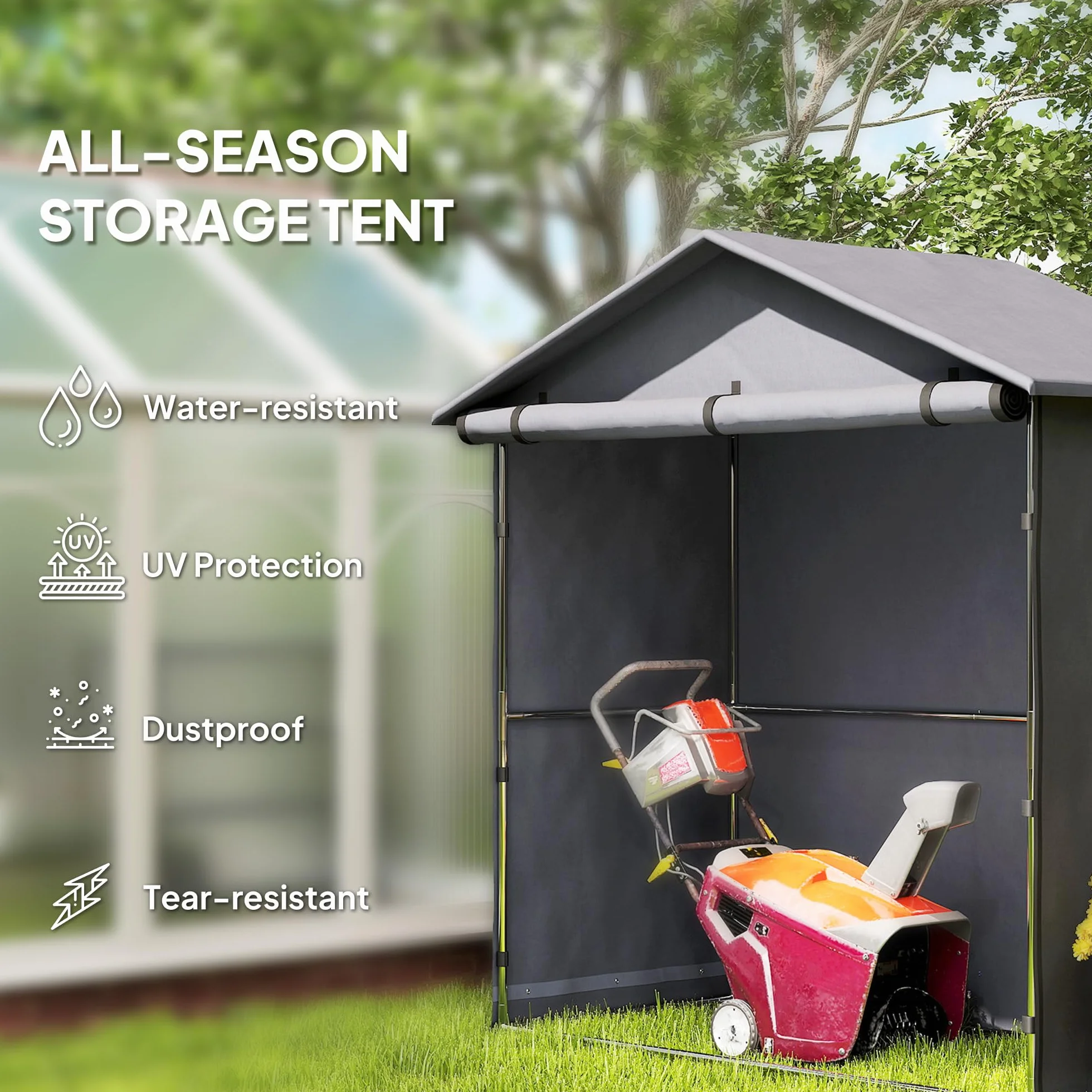 Outsunny Carpa Garaje 1,1x2 m Entrada Enrollable Acero Galvanizado Oxford 420D UV30+ Gris Oscuro
