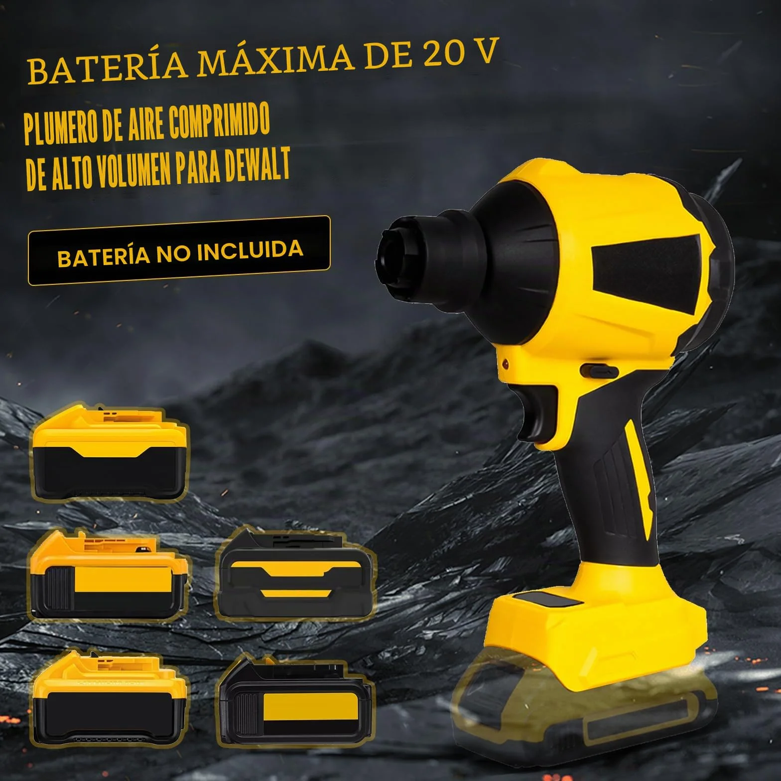 Soplador de Polvo inalámbrico para Dewalt de 20 V batería, Motor de Velocidad Continua de 1000 W, Plumero de Aire comprimido con luz LED y 8 boquillas, 40000 RPM para garajes, talleres