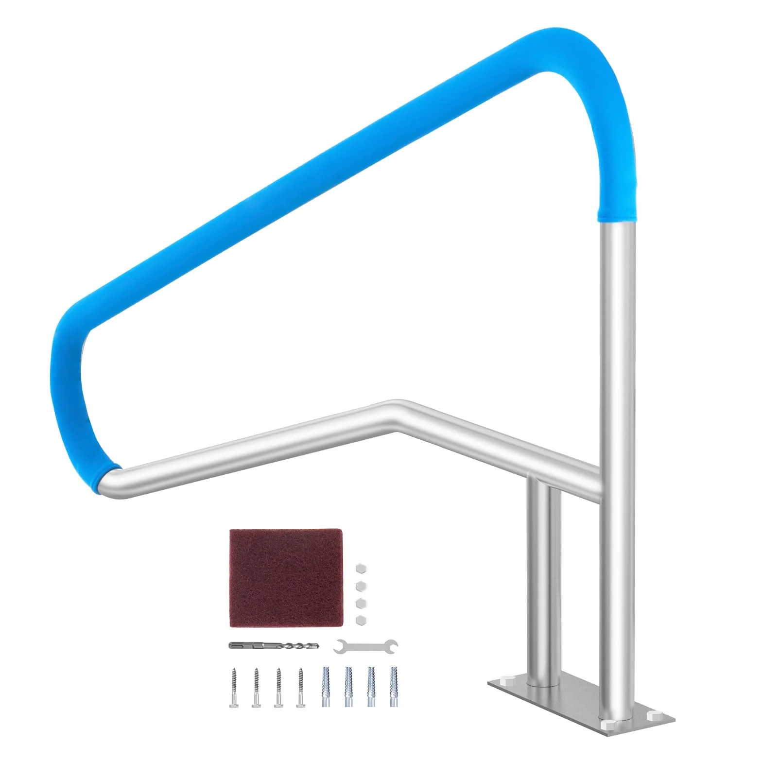 VEVOR Barandilla para Piscina 1420 x 945 x 100 mm Pasamanos de Acero Inoxidable con Placa Base
