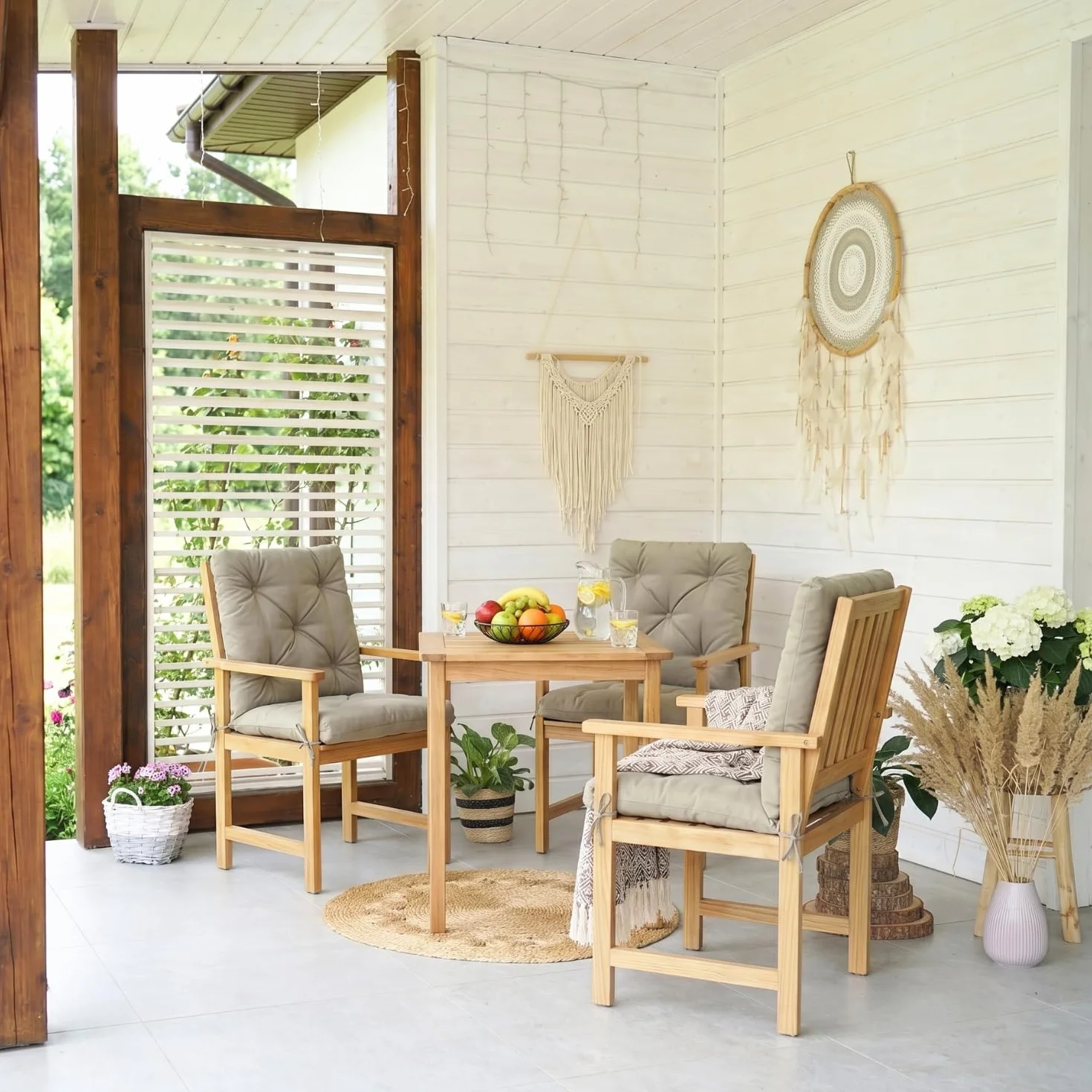 Cojin para Banco Impermeable Exterior 4L Textil 50x50x50 cm Crema Resistente UV