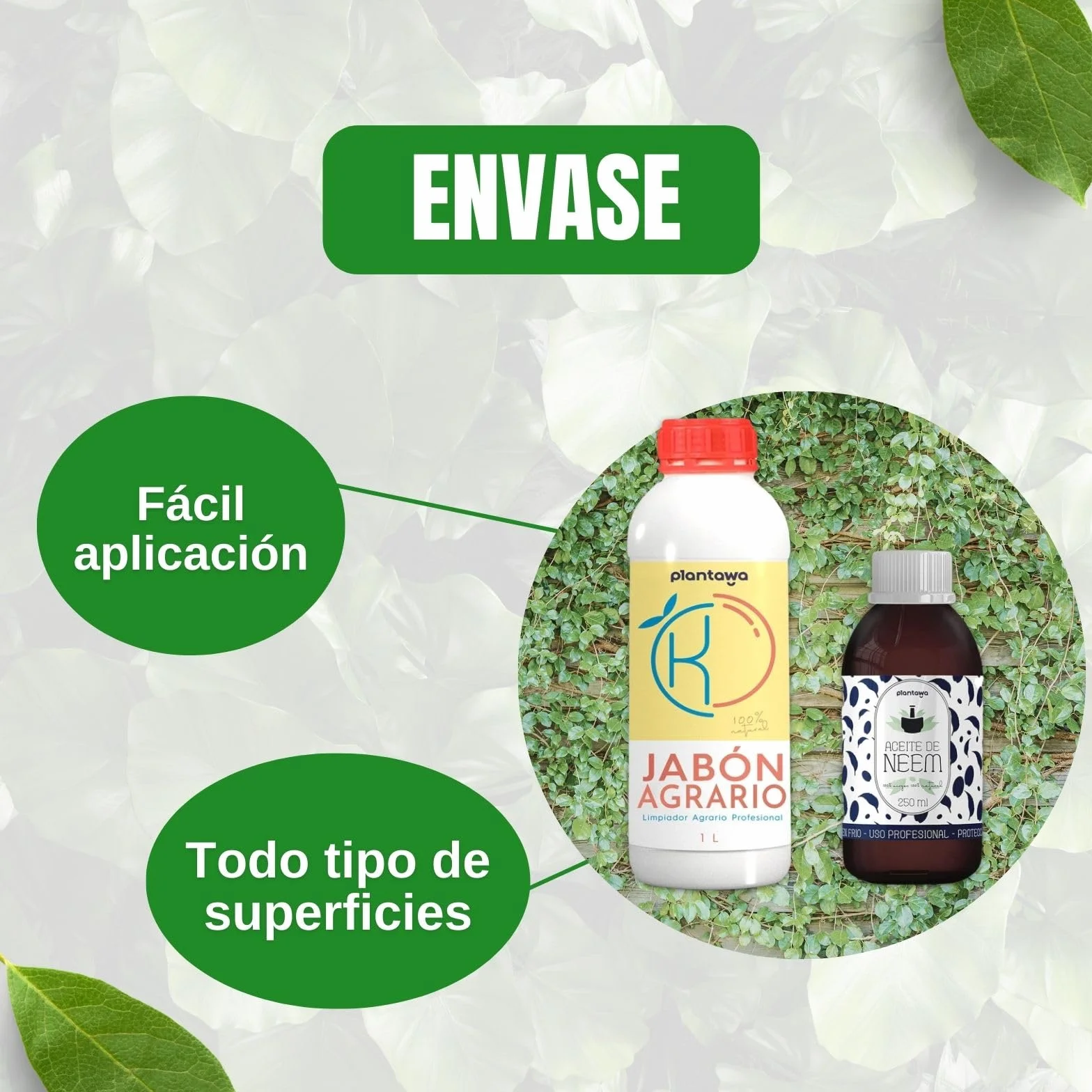 PLANTAWA Jabón Potásico 1L + Aceite de Neem 250ml Solución Multiusos