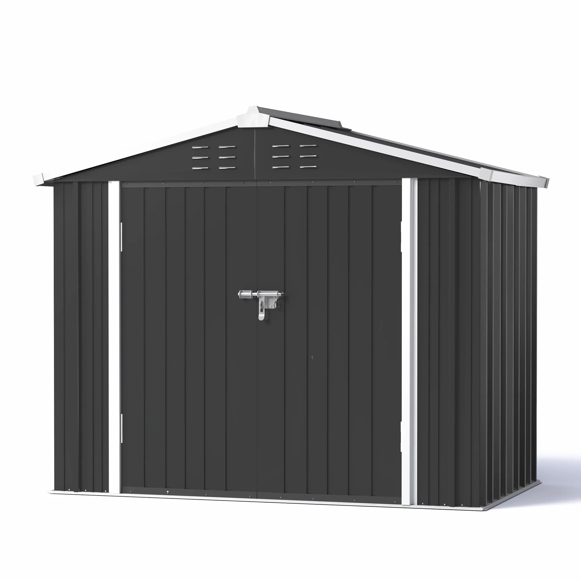 Amopatio Caseta de Jardín Exterior 196x131x185 cm Cobertizo de Metal Puerta Corredera Cerradura Almacenamiento Herramientas