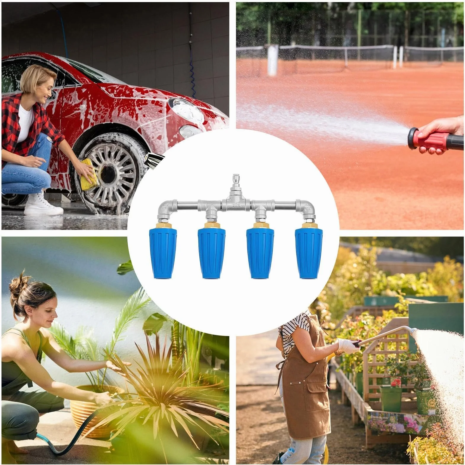 Boquilla de alta presión para manguera Cuádruple Arandela Ergonómica De | Boquilla Manual para Manguera de Alta Presión Para Lavado Coches Jardinería Riego Jardines Casa Balcón Pa