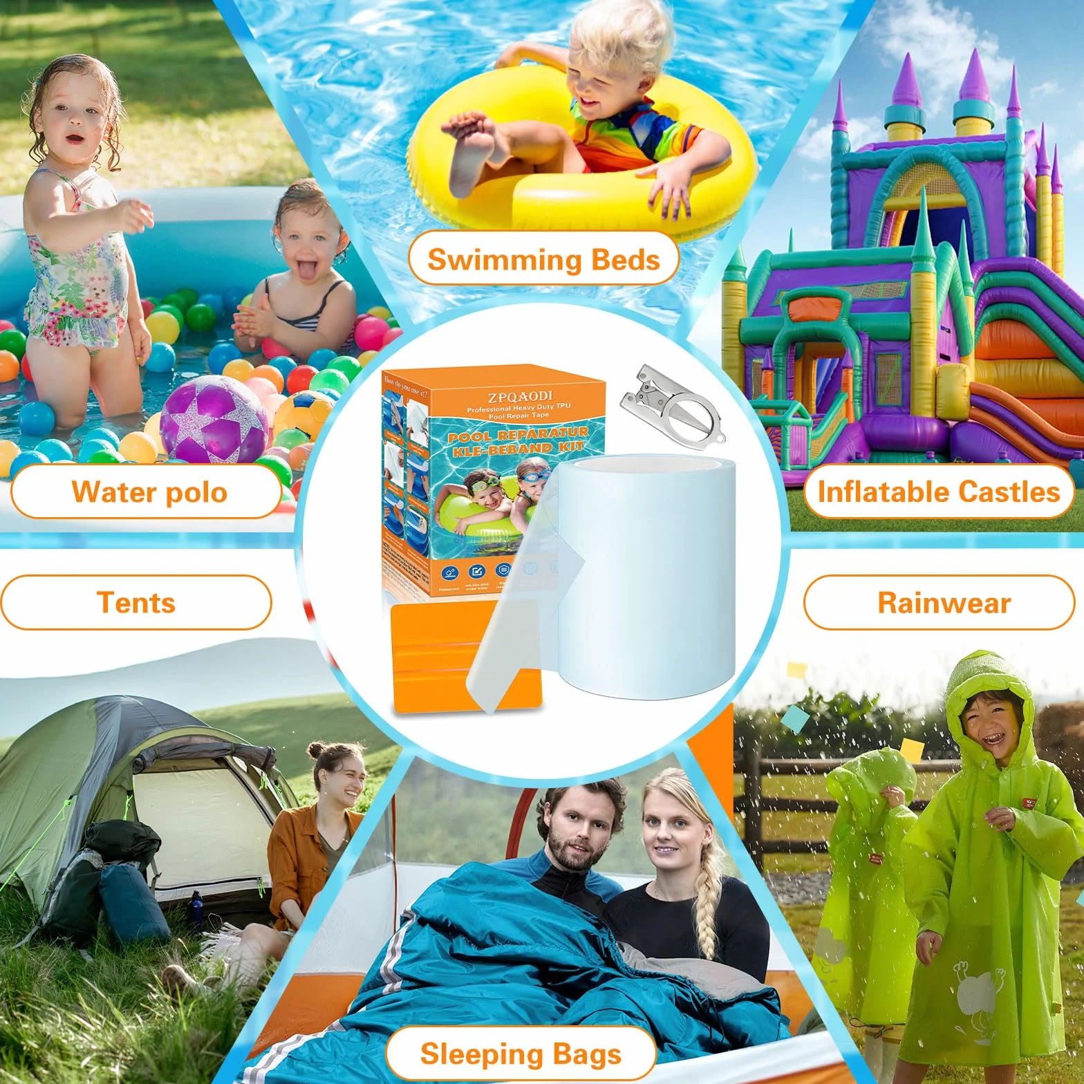 Cinta de Sellado Transparente Autoadhesiva 10 x 200 cm Resistente al Agua para Bote Inflable