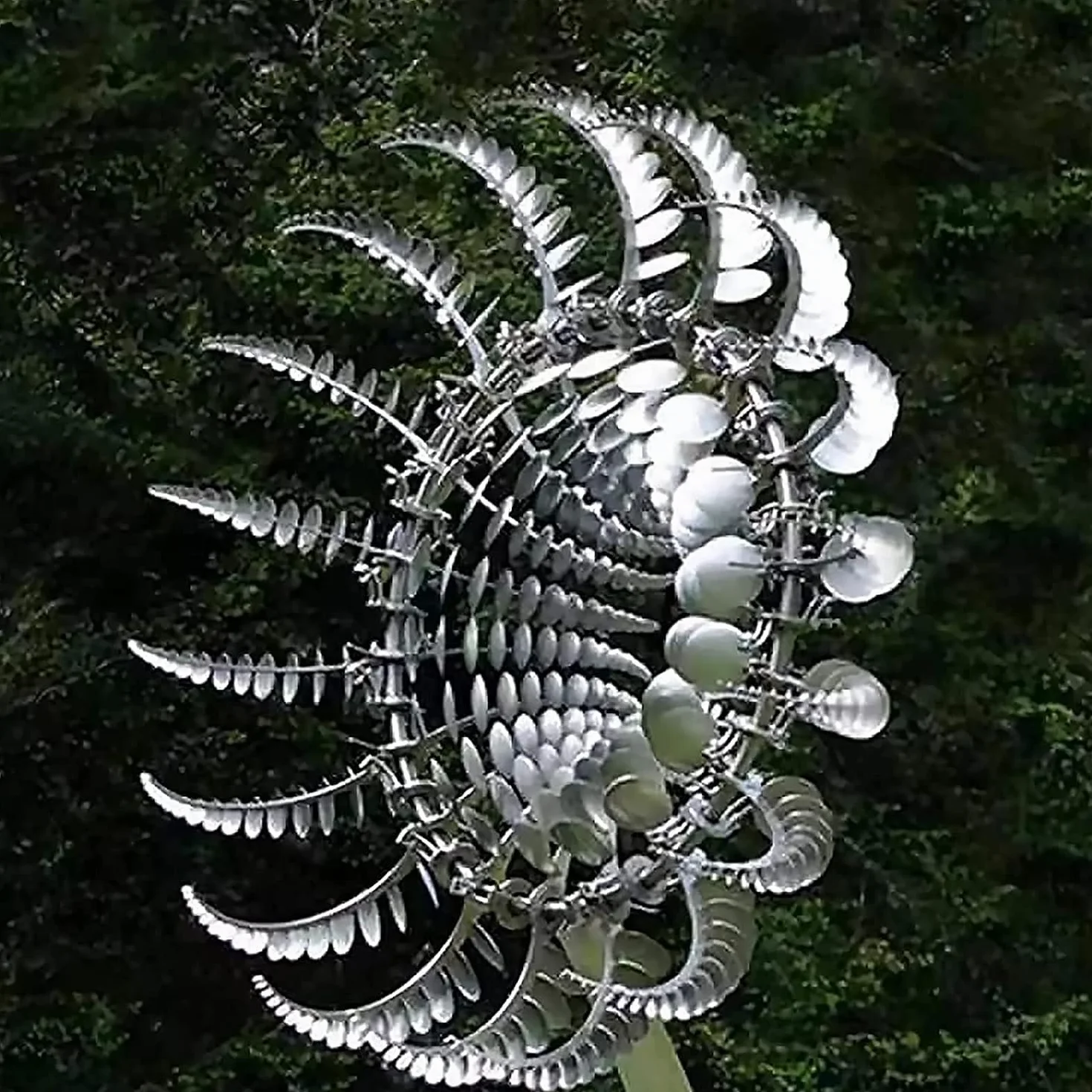 Metal 3D Molino de Viento de Acero Inoxidable Giratorio Escultura Cinética con Estaca de Jardín