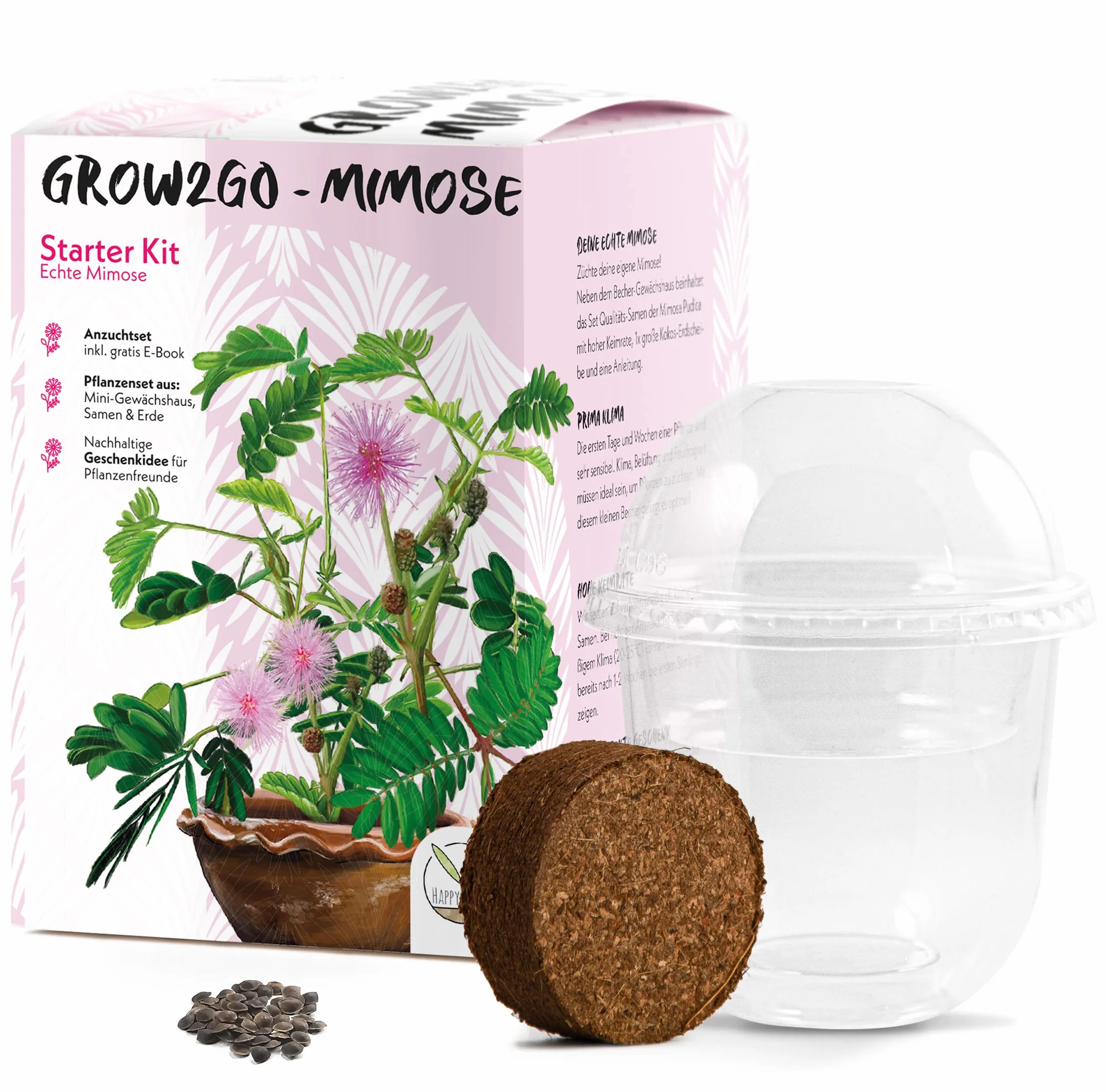 GROW2GO Mimosa Pudica Starter Kit de cultivo - Mini Invernadero, semillas y juego de plantación